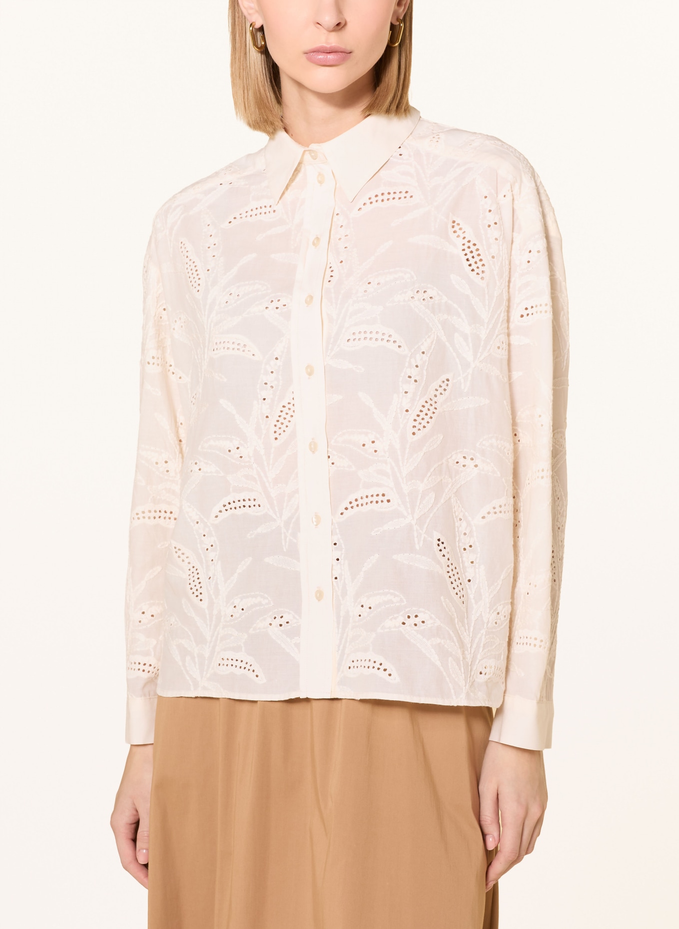 MILANO ITALY Košile z krajky s otvory: KRÉMOVÁ