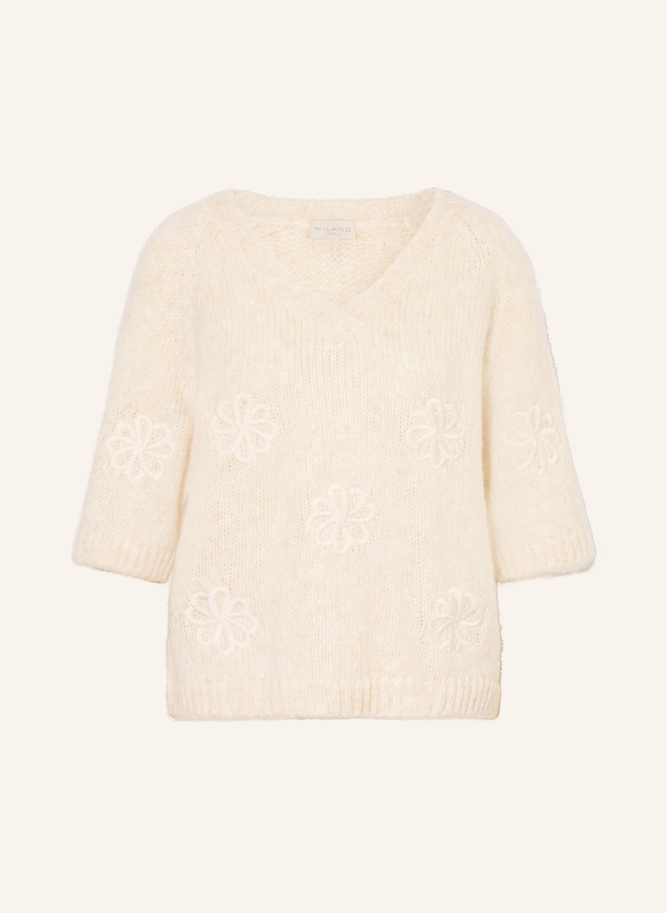 MILANO ITALY Trui met 3/4-mouwen: ECRU