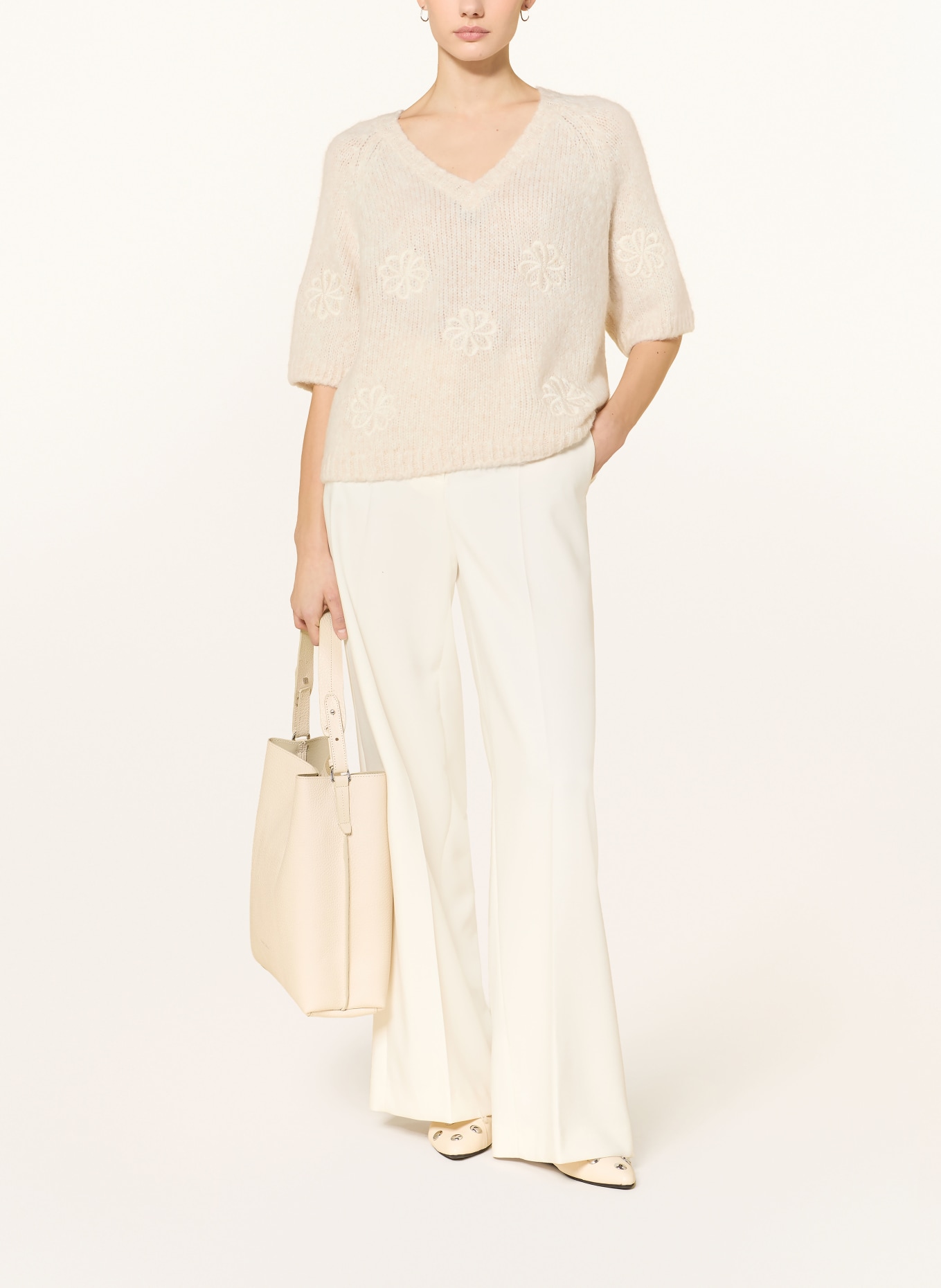 MILANO ITALY Trui met 3/4-mouwen: ECRU