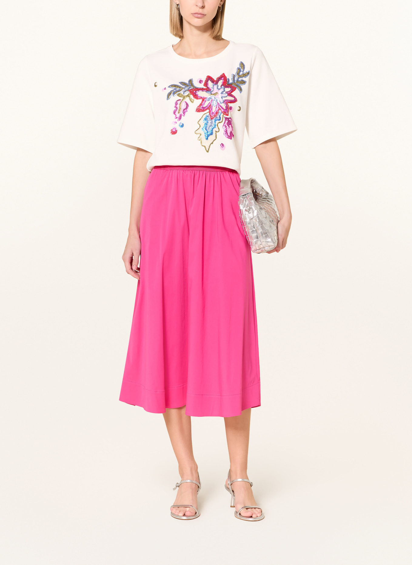 MILANO ITALY Sweatshirt mit Pailletten: ECRU / LILA / BLAU