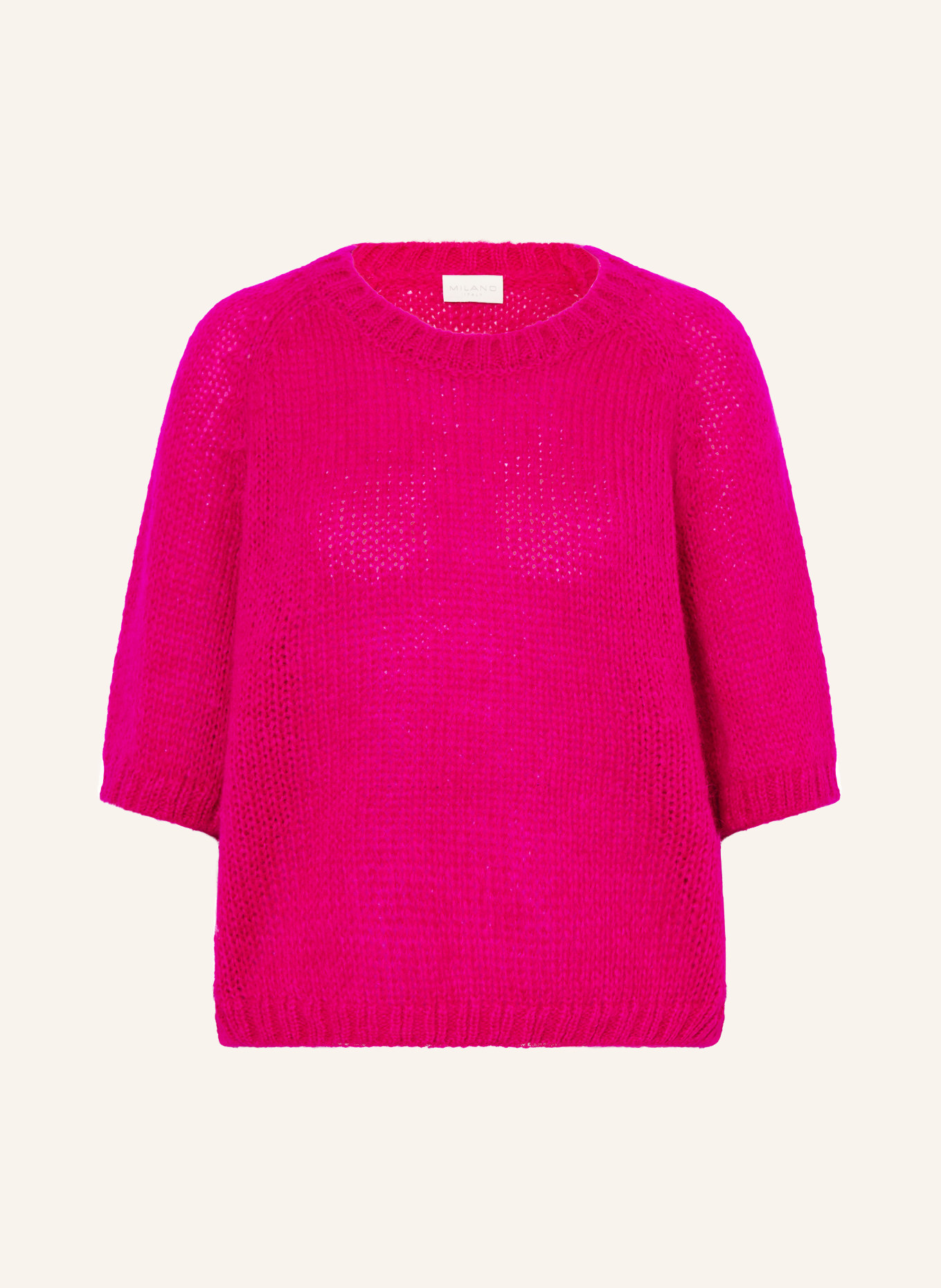 MILANO ITALY Svetr s mohérem a 3/4 rukávy: FUCHSIOVÁ