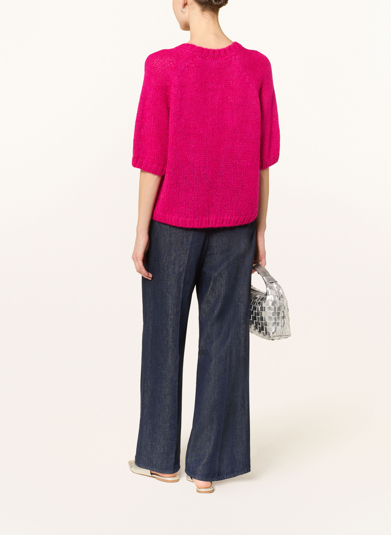 MILANO ITALY Svetr s mohérem a 3/4 rukávy: FUCHSIOVÁ