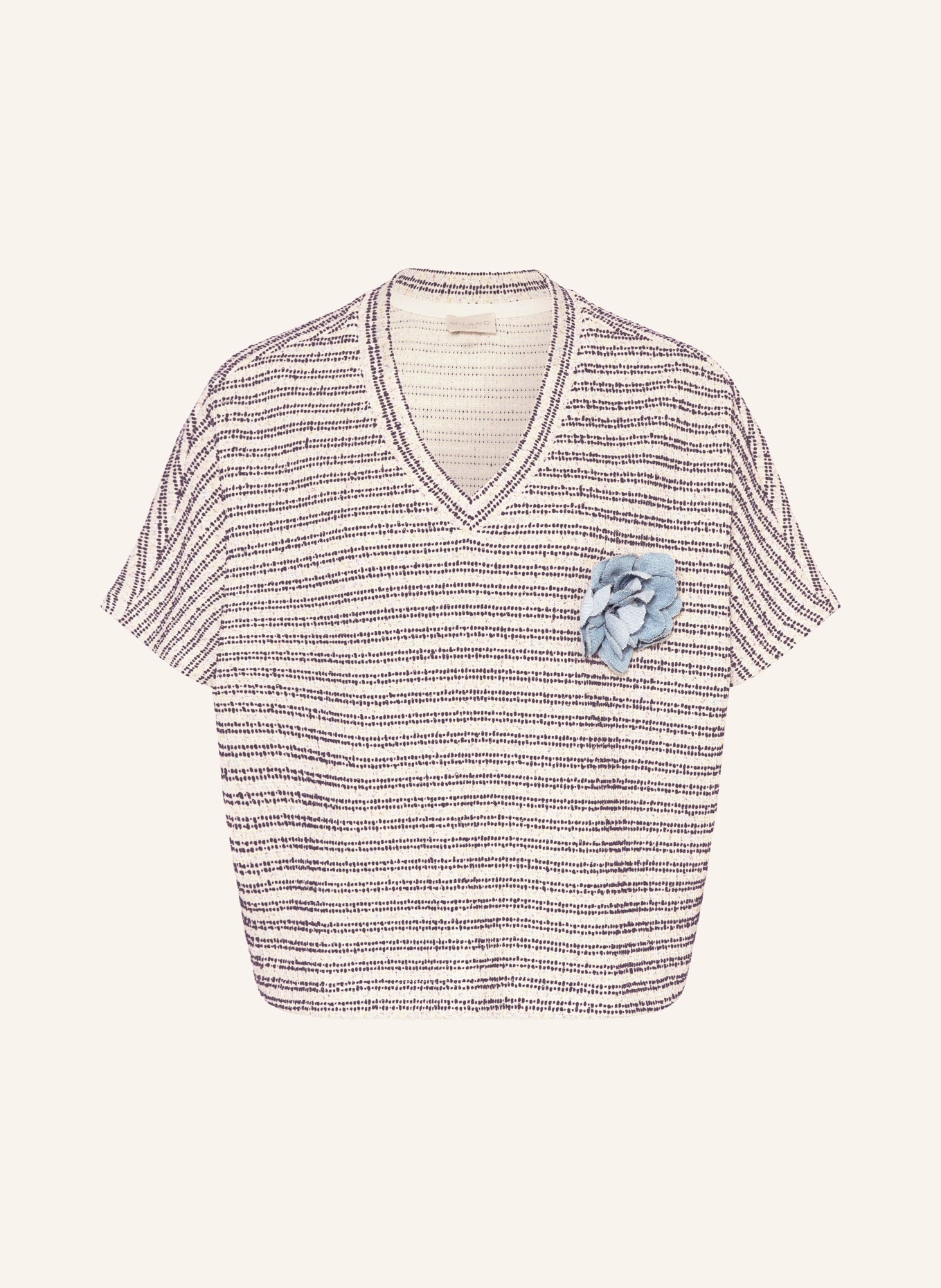 MILANO ITALY T-shirt: ECRU / DARK BLUE