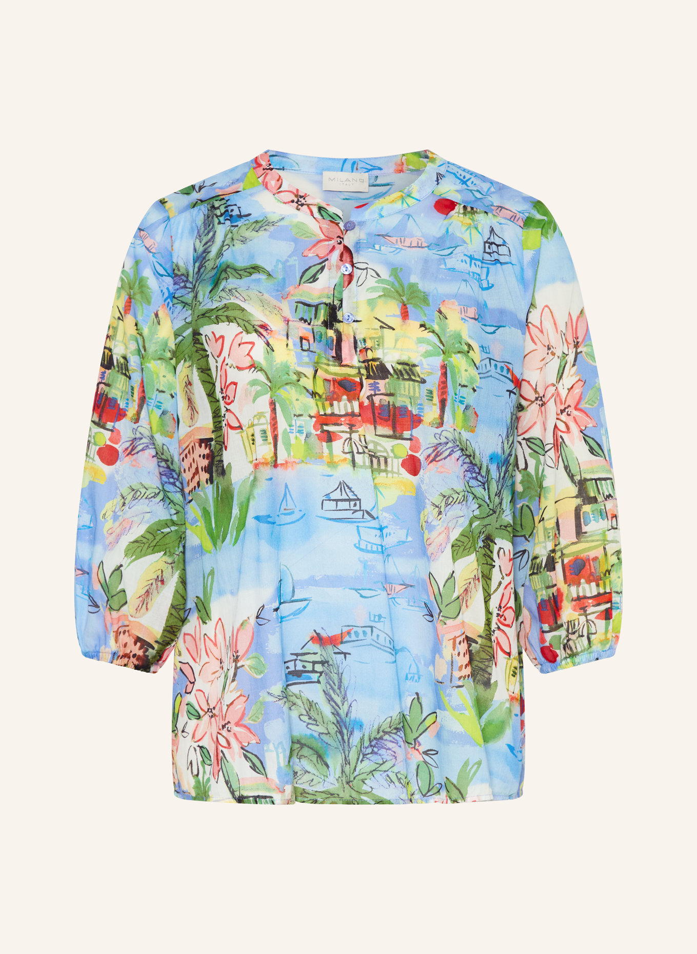 MILANO ITALY Blůza s 3/4 rukávem: TMAVĚ MODRÁ / ČERVENÁ / ZELENÁ