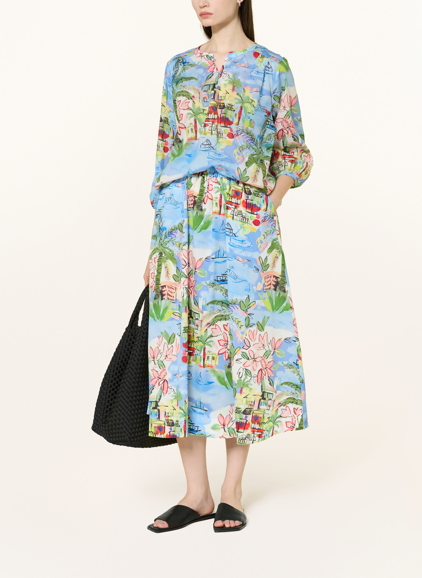 MILANO ITALY Blůza s 3/4 rukávem: TMAVĚ MODRÁ / ČERVENÁ / ZELENÁ