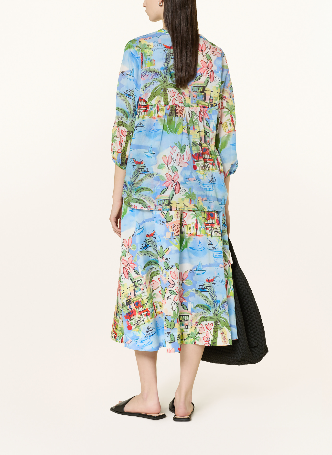 MILANO ITALY Blůza s 3/4 rukávem: TMAVĚ MODRÁ / ČERVENÁ / ZELENÁ