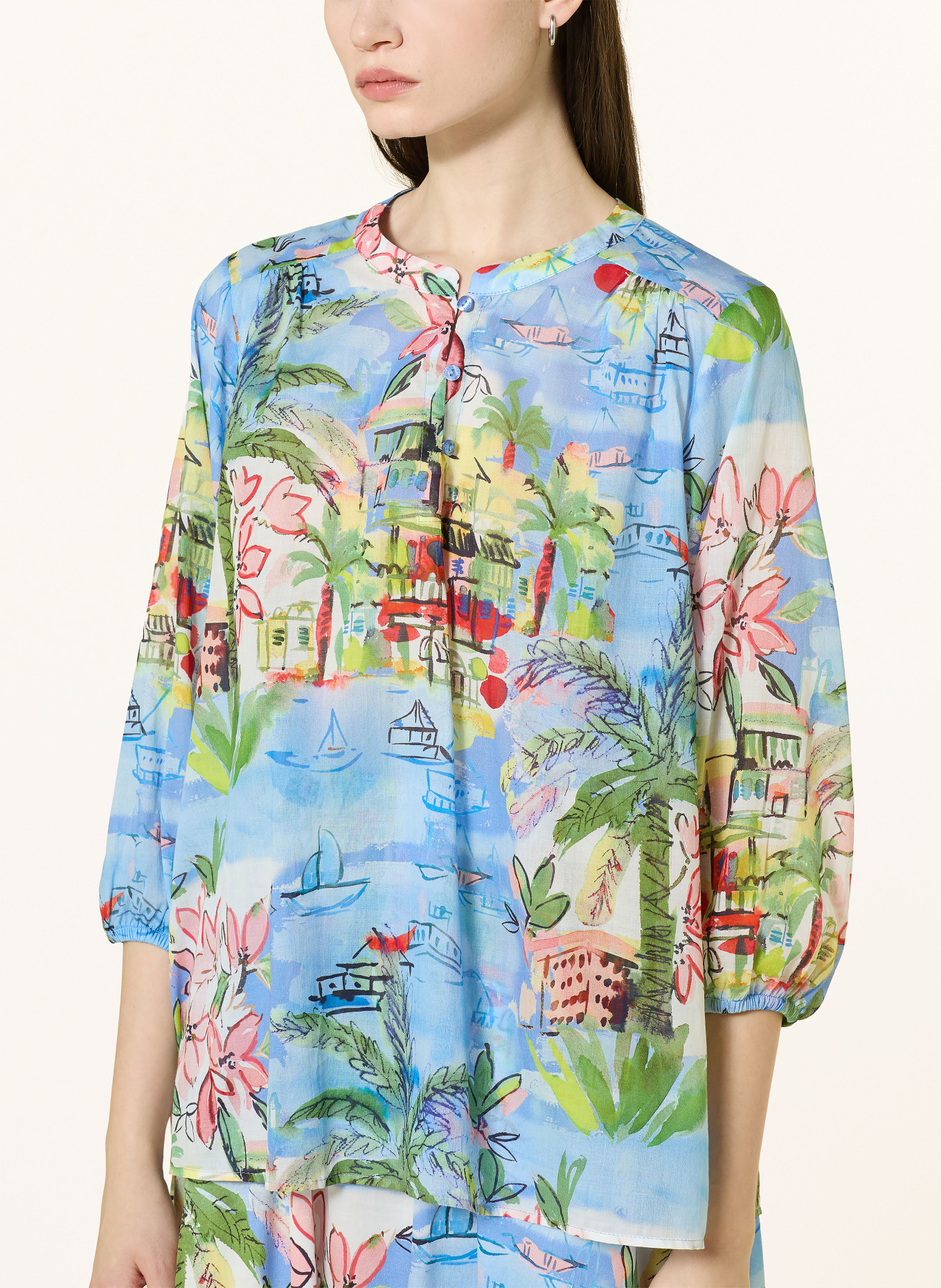 MILANO ITALY Blůza s 3/4 rukávem: TMAVĚ MODRÁ / ČERVENÁ / ZELENÁ