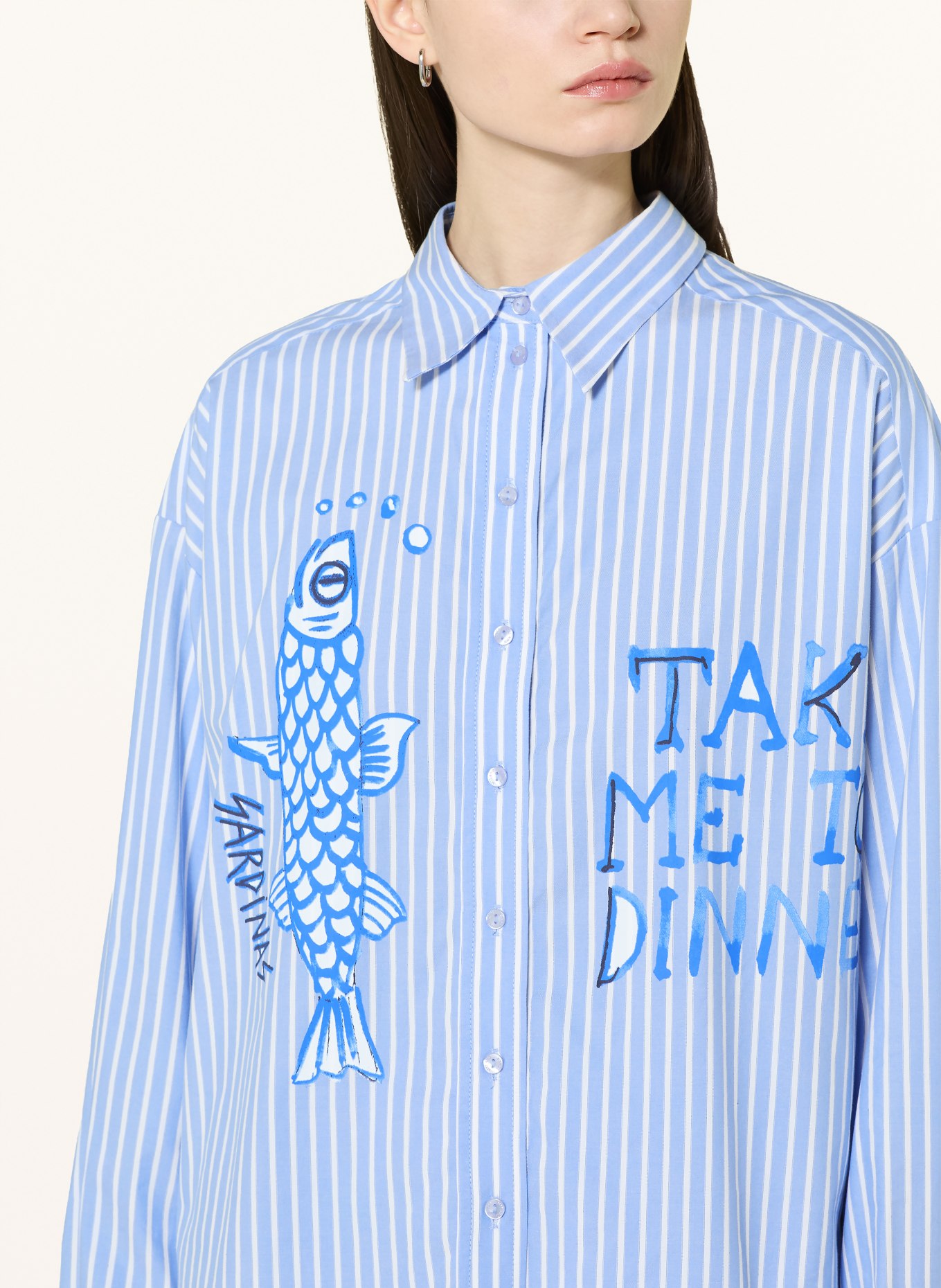 MILANO ITALY Oversized košile: TMAVĚ MODRÁ / BÍLÁ