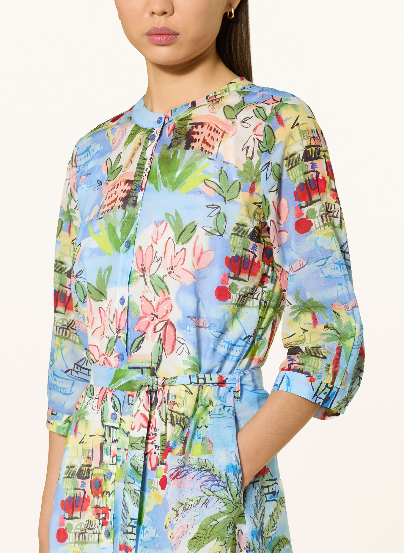 MILANO ITALY Šaty s 3/4 rukávem: TMAVĚ MODRÁ / ČERVENÁ / ZELENÁ