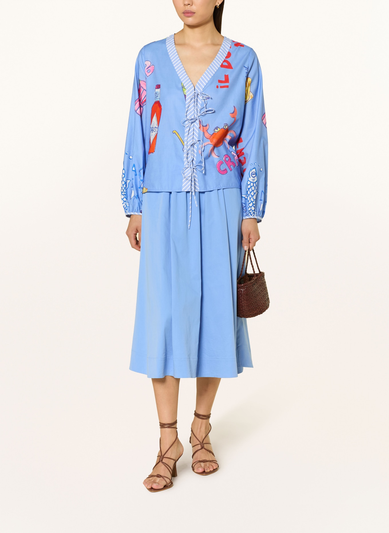 MILANO ITALY Bluse: HELLBLAU / PINK / ROT