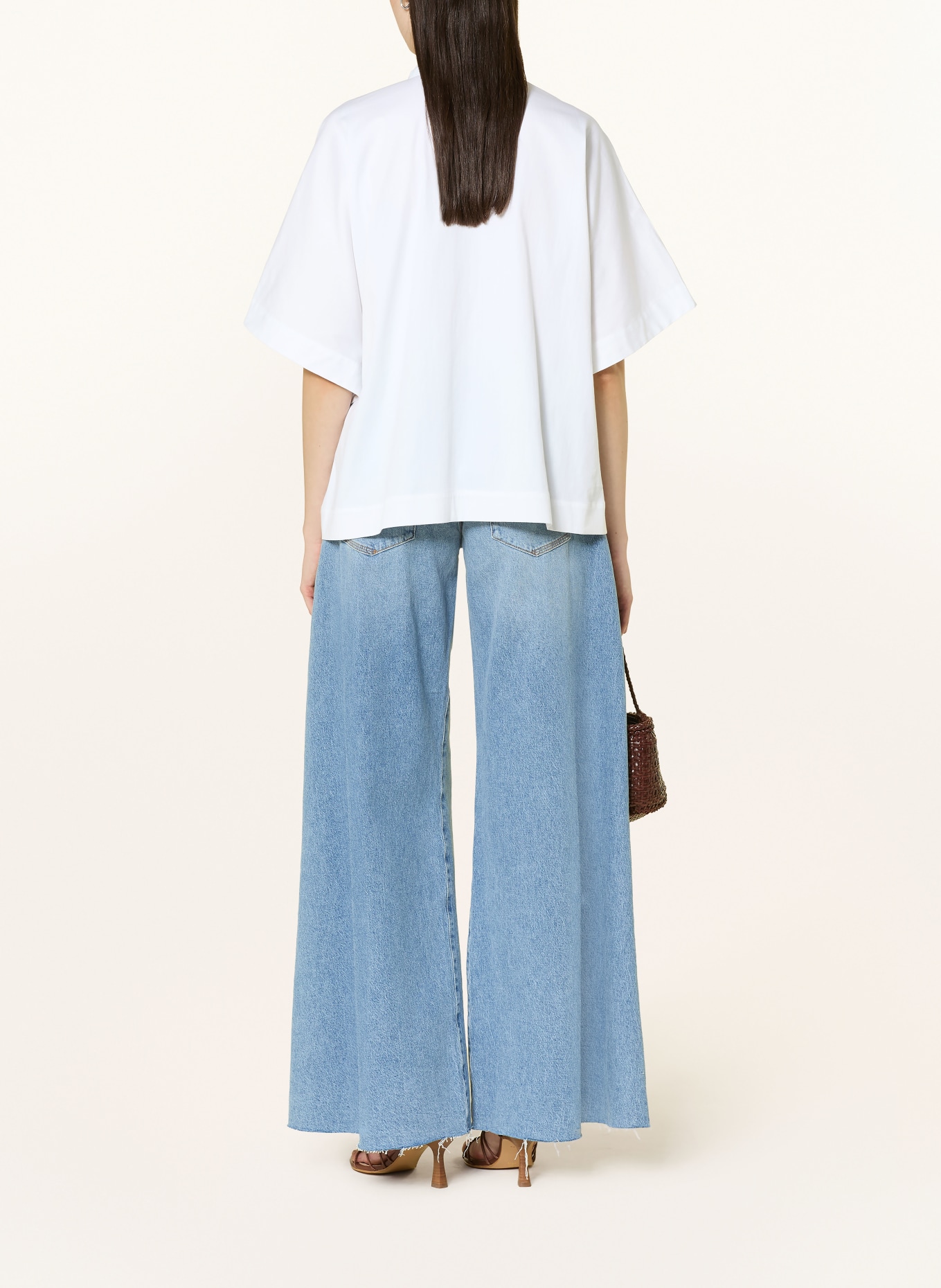 MILANO ITALY Oversized blůza s odnímatelnou mašlí: BÍLÁ