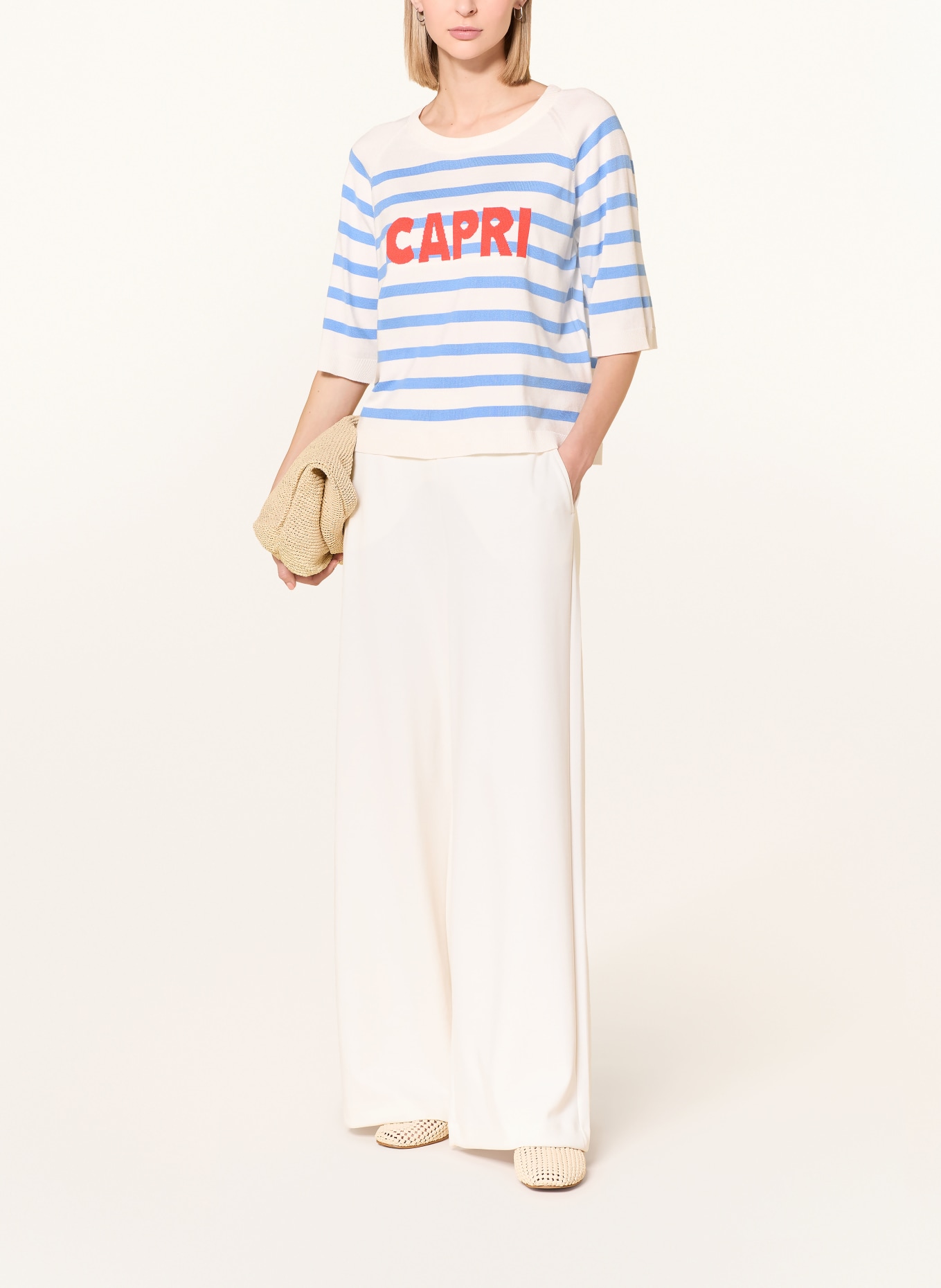 MILANO ITALY Marlene-broek van jersey: ECRU