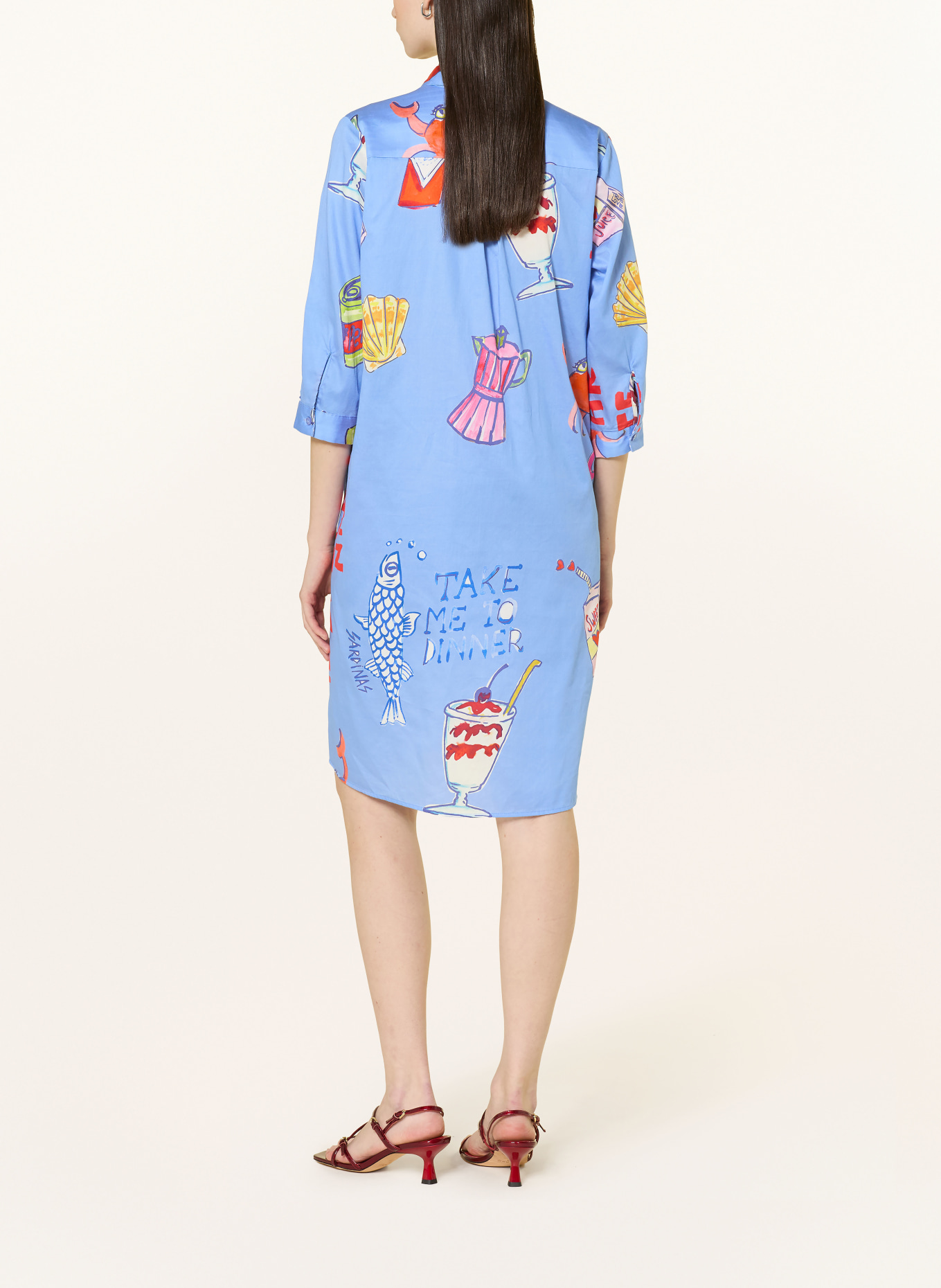 MILANO ITALY Košilové šaty s 3/4 rukávem: MODRÁ / RŮŽOVÁ / ČERVENÁ