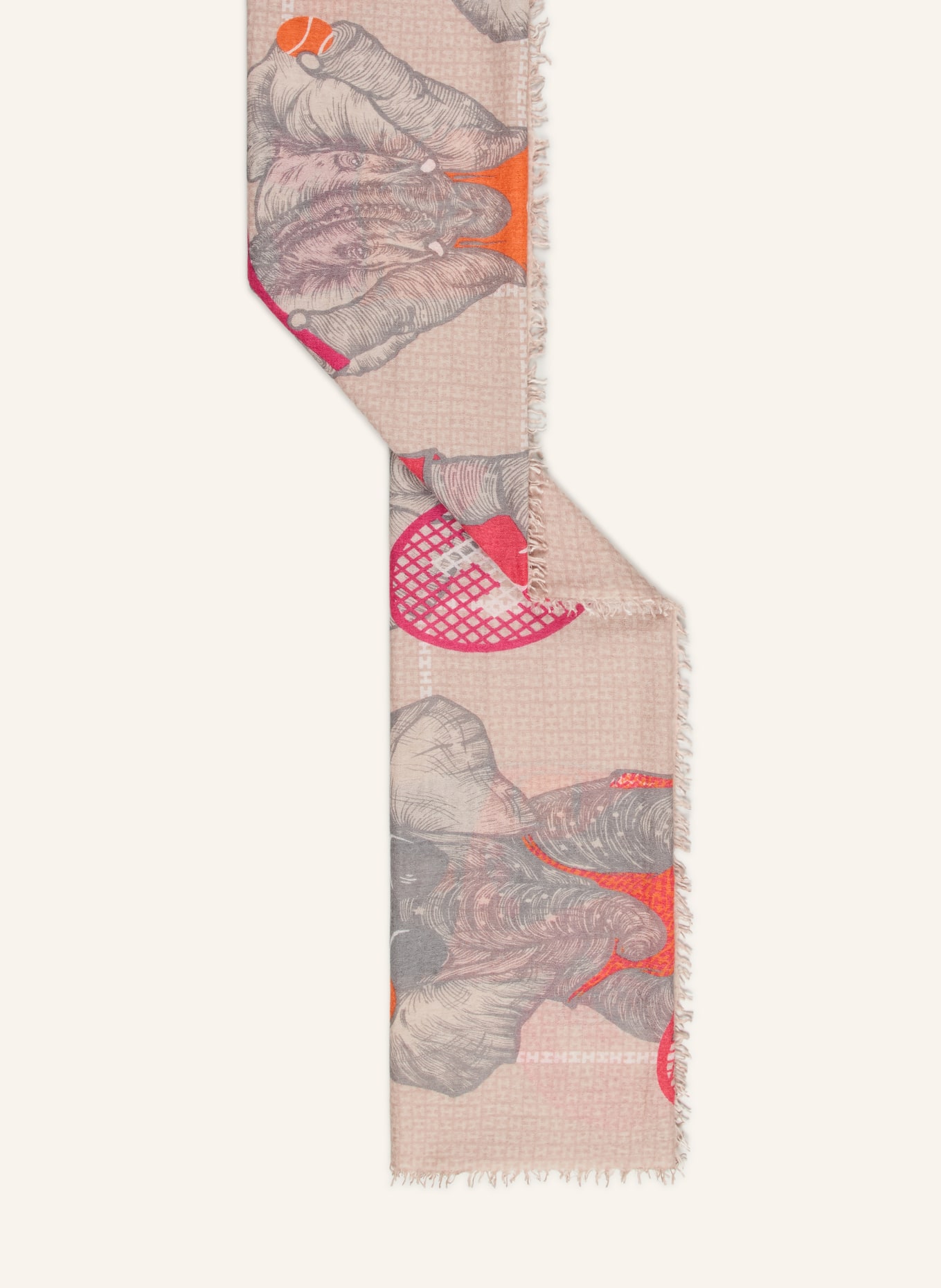 HEMISPHERE Šála s kašmírem: BÉŽOVÁ / SVĚTLE ČERVENÁ / ORANŽOVÁ