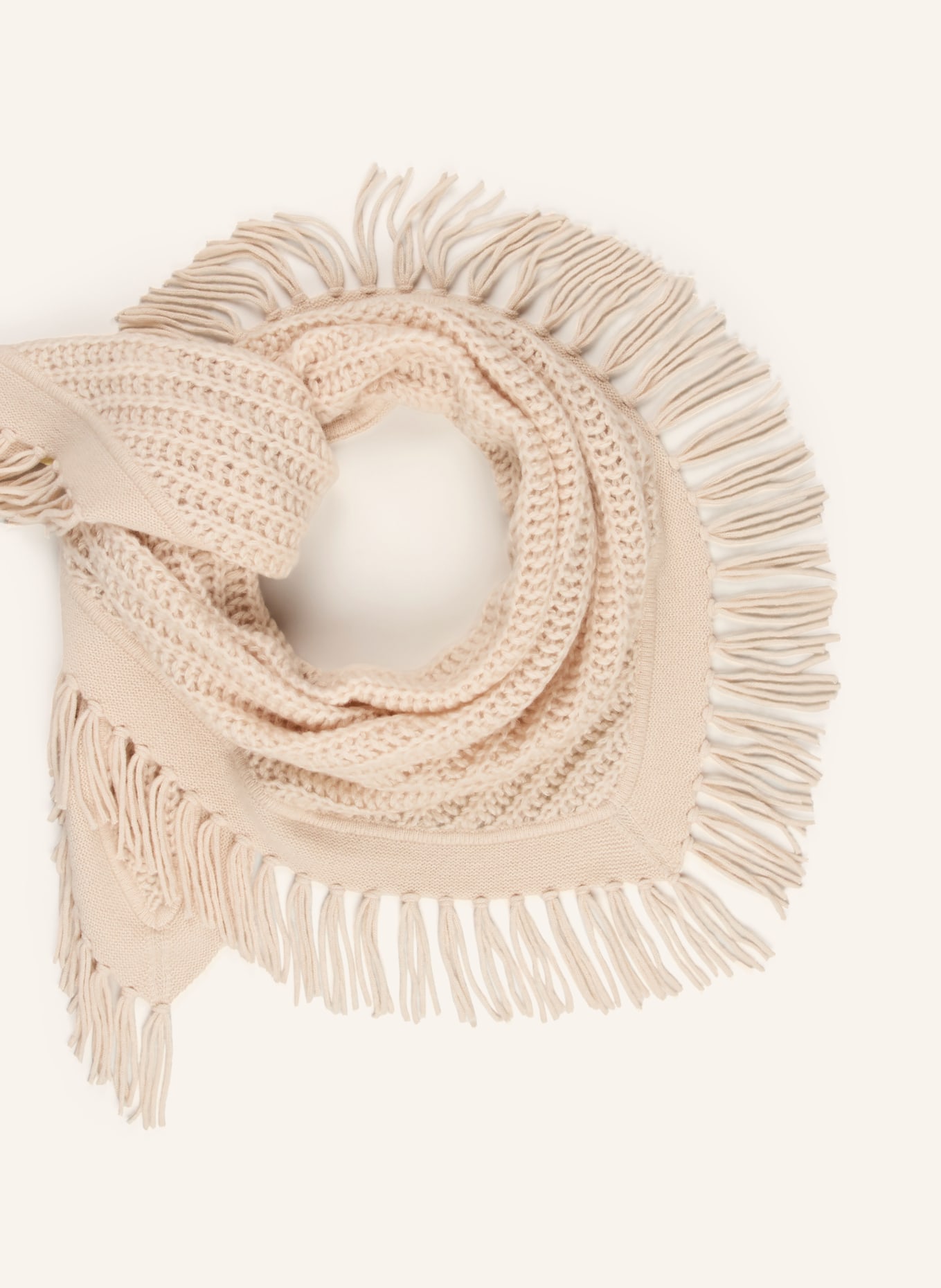 HEMISPHERE Trójkątna chusta z kaszmiru: BEŻOWY