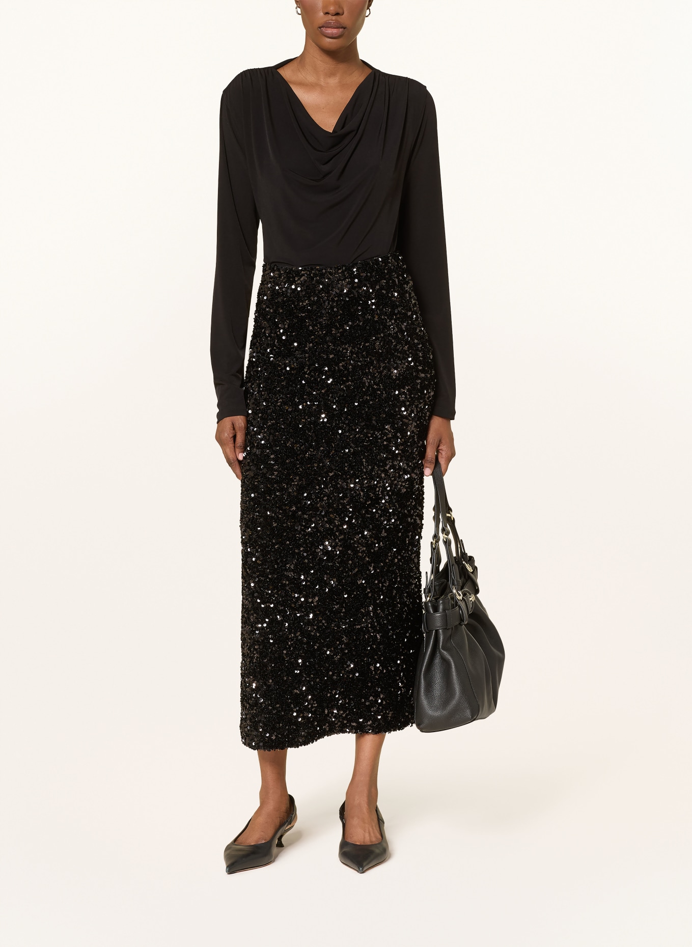 VINCE Rock mit Pailletten: SCHWARZ