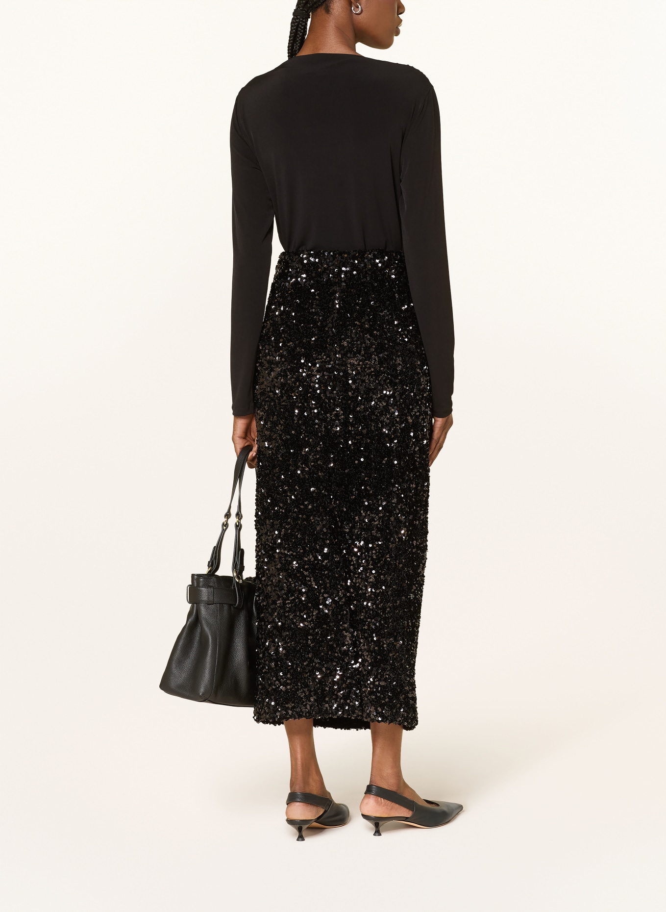 VINCE Rock mit Pailletten: SCHWARZ