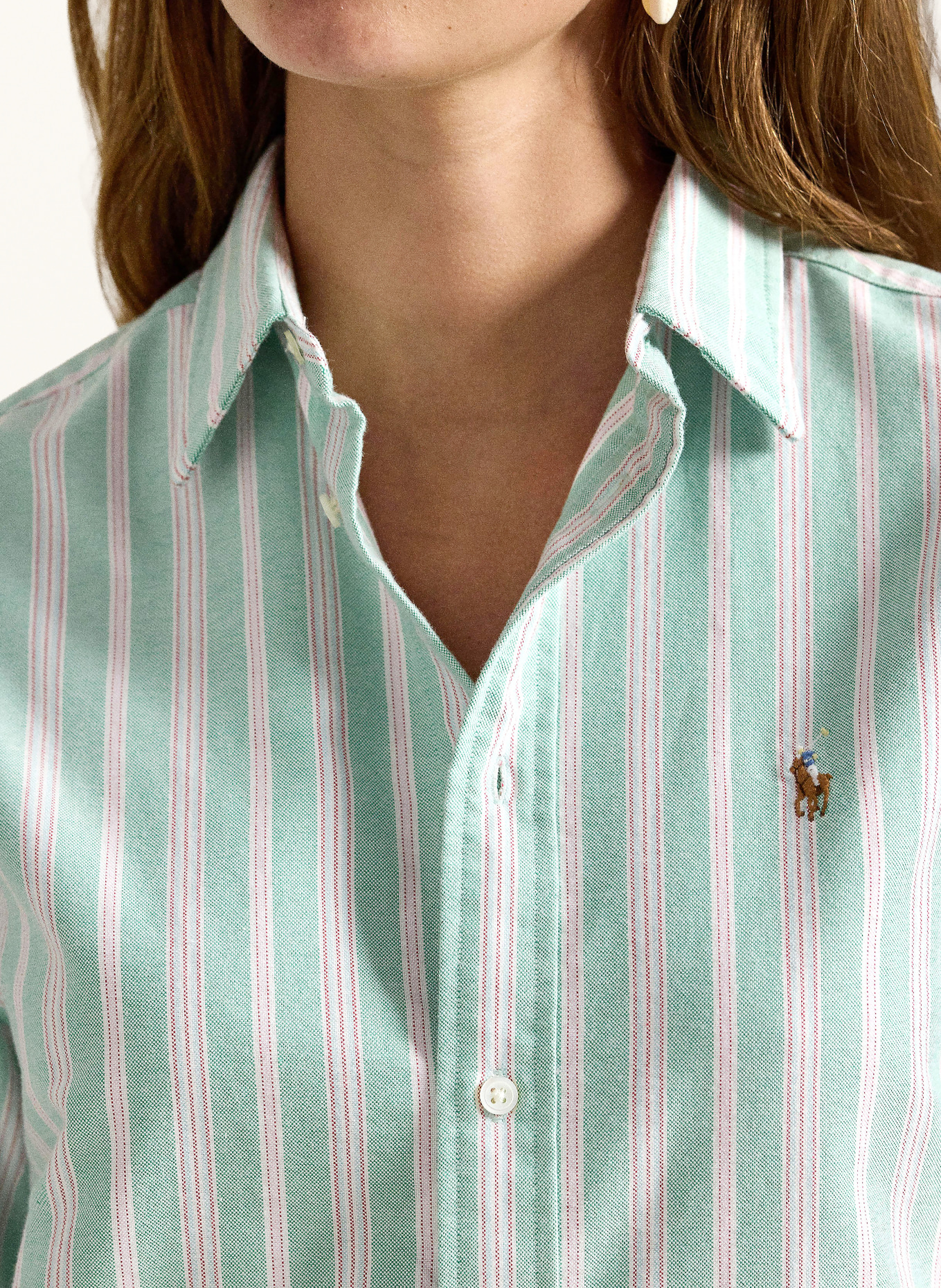 POLO RALPH LAUREN shirt blouse: LIGHT GREEN / RED / WHITE