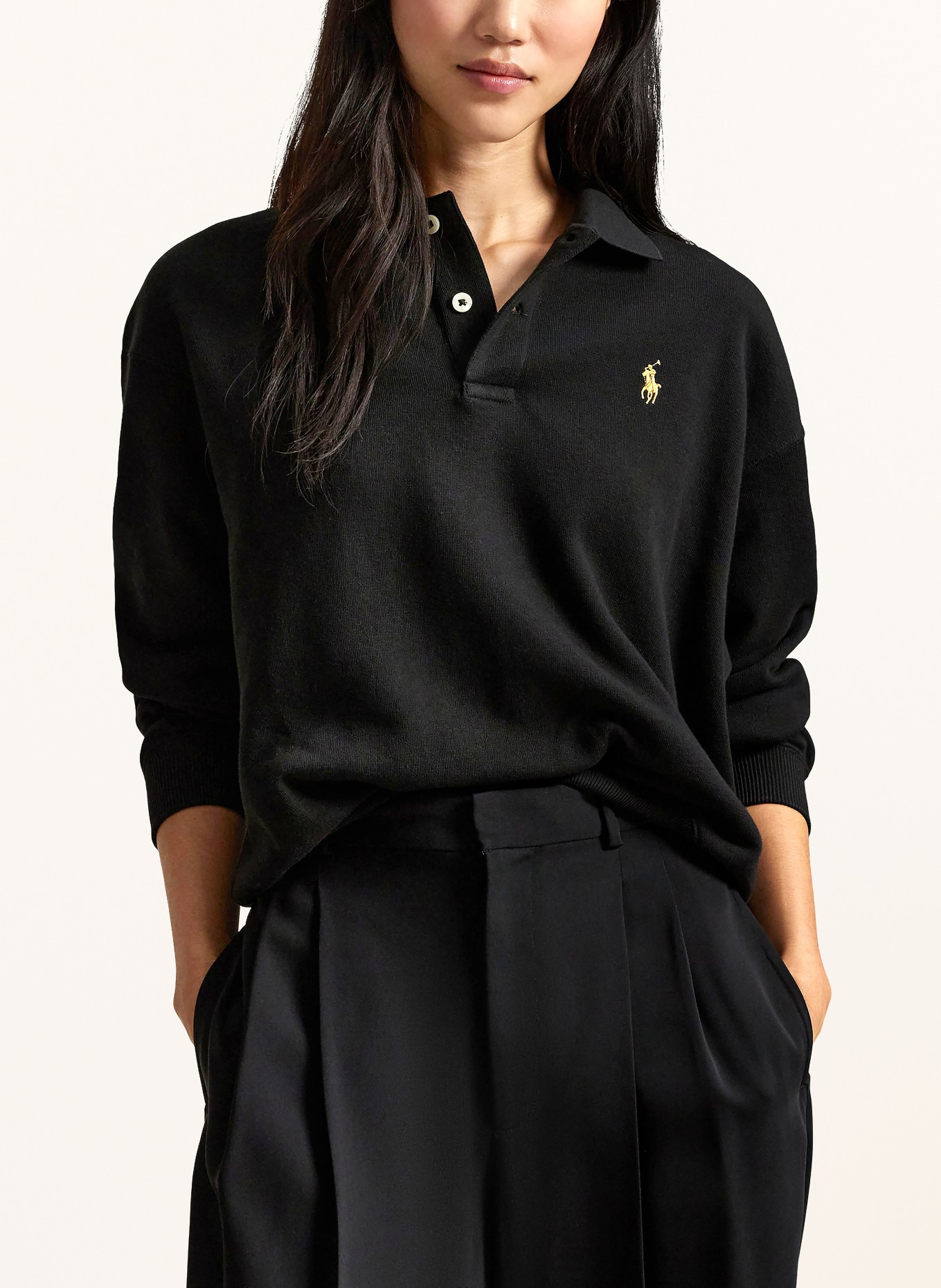 POLO RALPH LAUREN Sweat-Poloshirt: SCHWARZ