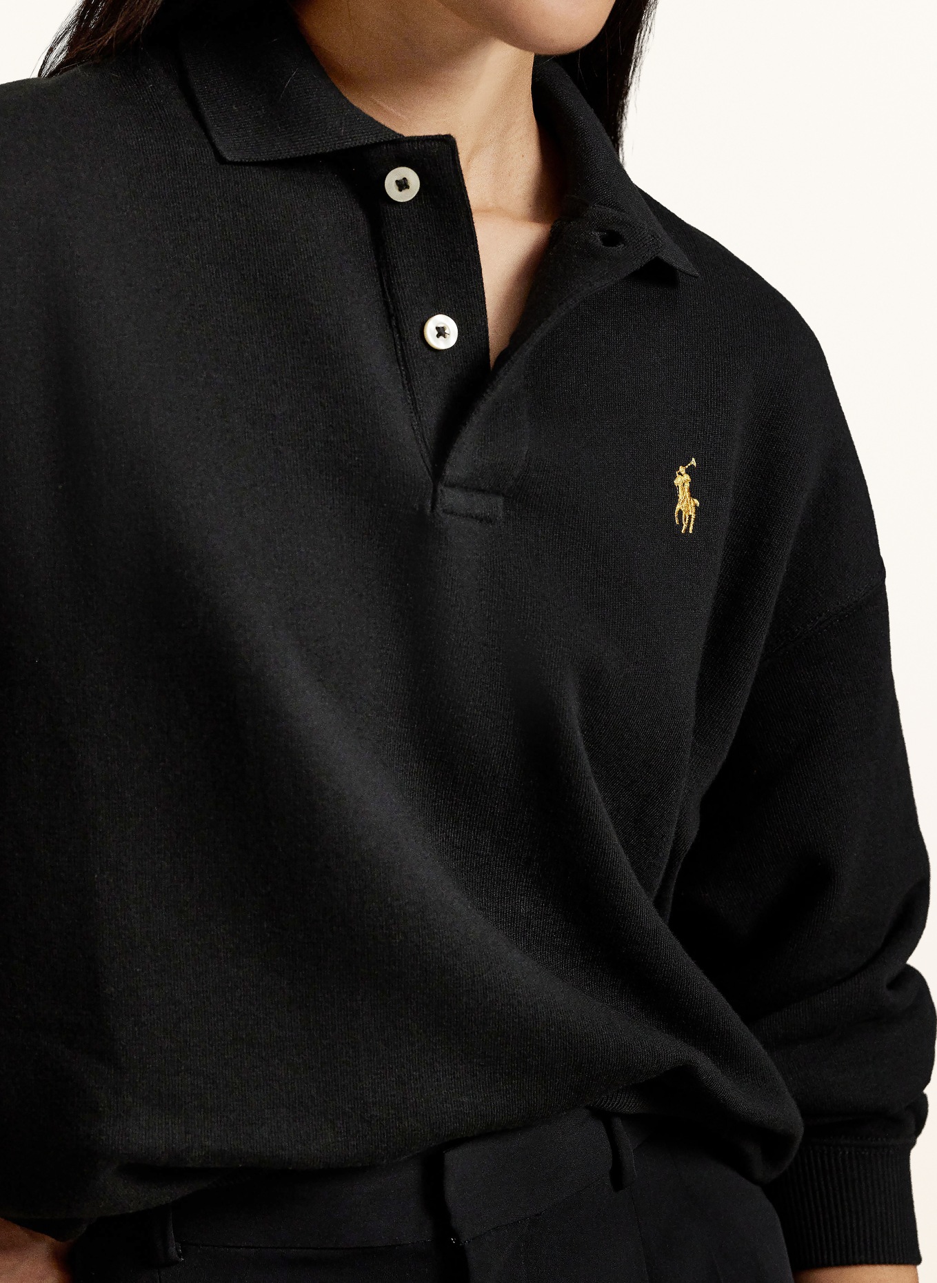 POLO RALPH LAUREN Sweat-Poloshirt: SCHWARZ