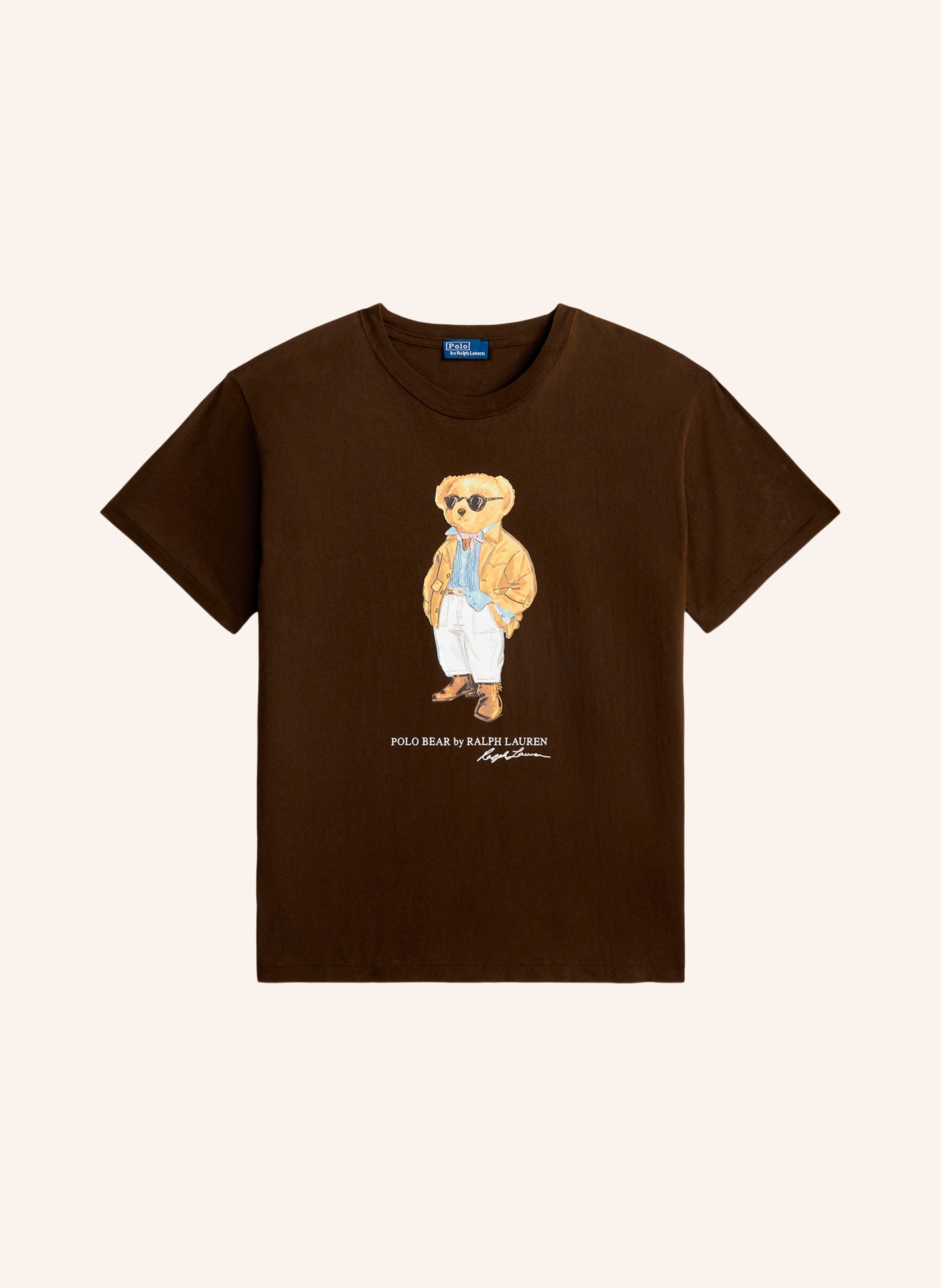 POLO RALPH LAUREN tričko: TMAVĚ HNĚDÁ / VELBLOUDÍ / KRÉMOVÁ