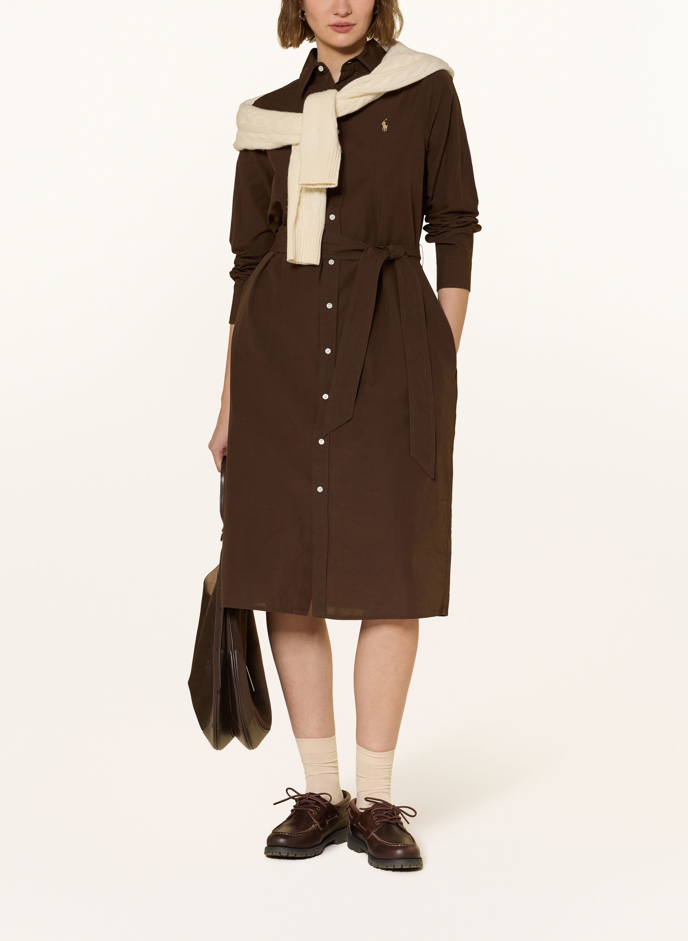 POLO RALPH LAUREN shirt dress: BROWN