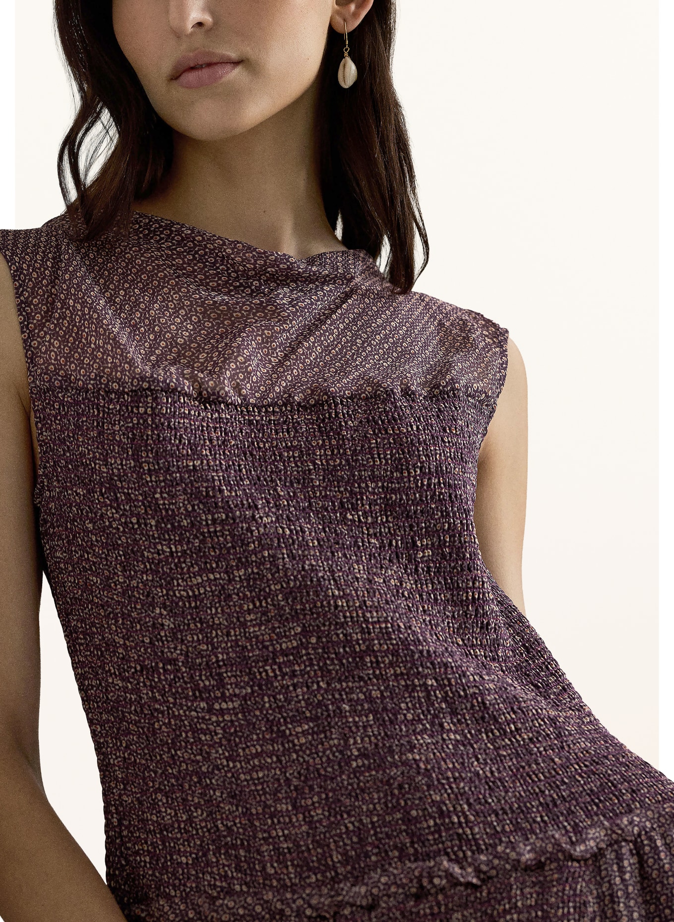 POLO RALPH LAUREN Kleid mit Rüschen: DUNKELLILA / HELLBRAUN