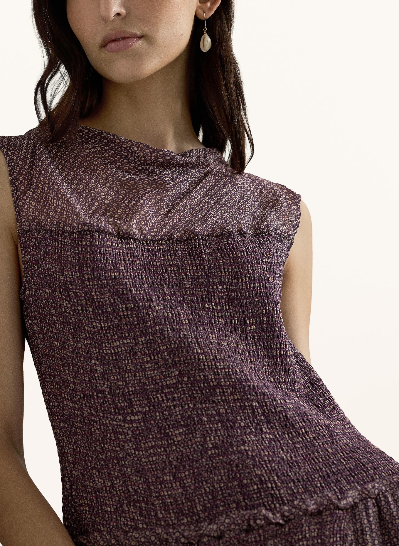 POLO RALPH LAUREN Šaty s volánky: TMAVĚ FIALOVÁ / SVĚTLE HNĚDÁ