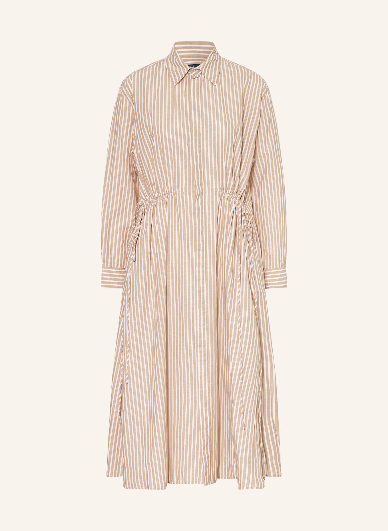 POLO RALPH LAUREN Hemdblusenkleid: BEIGE / WEISS