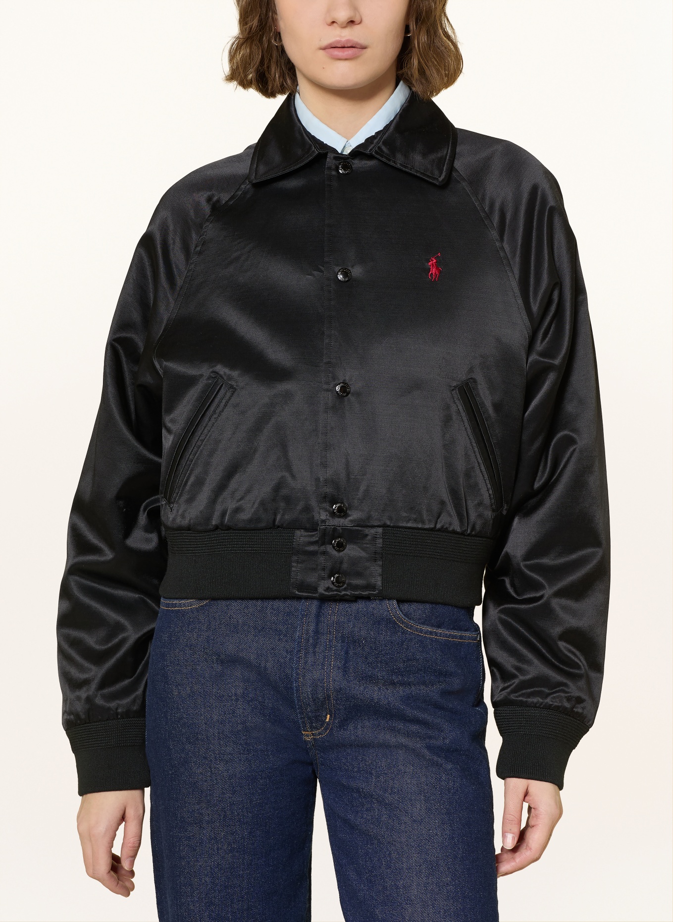 POLO RALPH LAUREN Saténová bunda: ČERNÁ