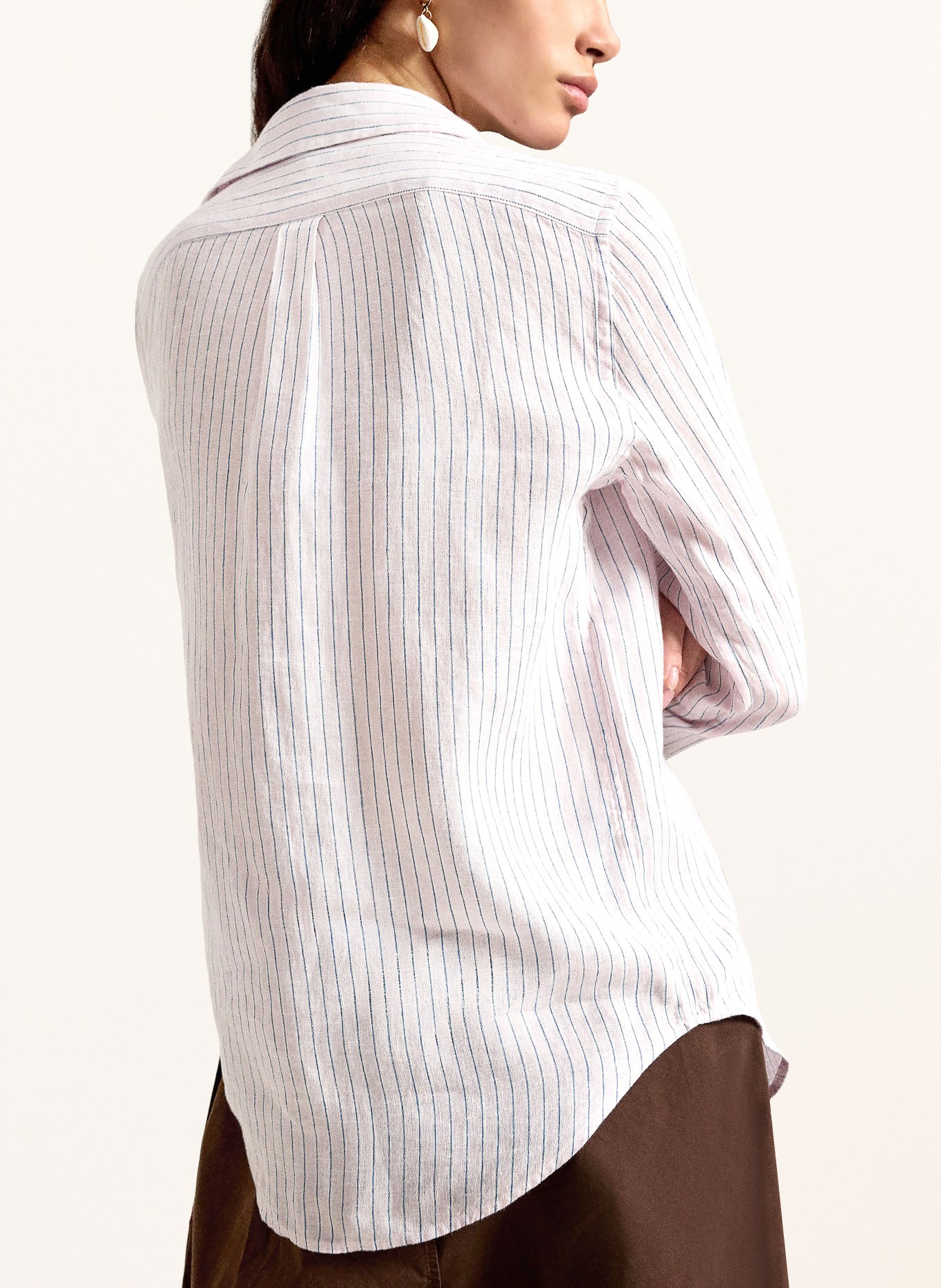 POLO RALPH LAUREN Bluzka z lnu: JASNORÓŻOWY / NIEBIESKI / BIAŁY