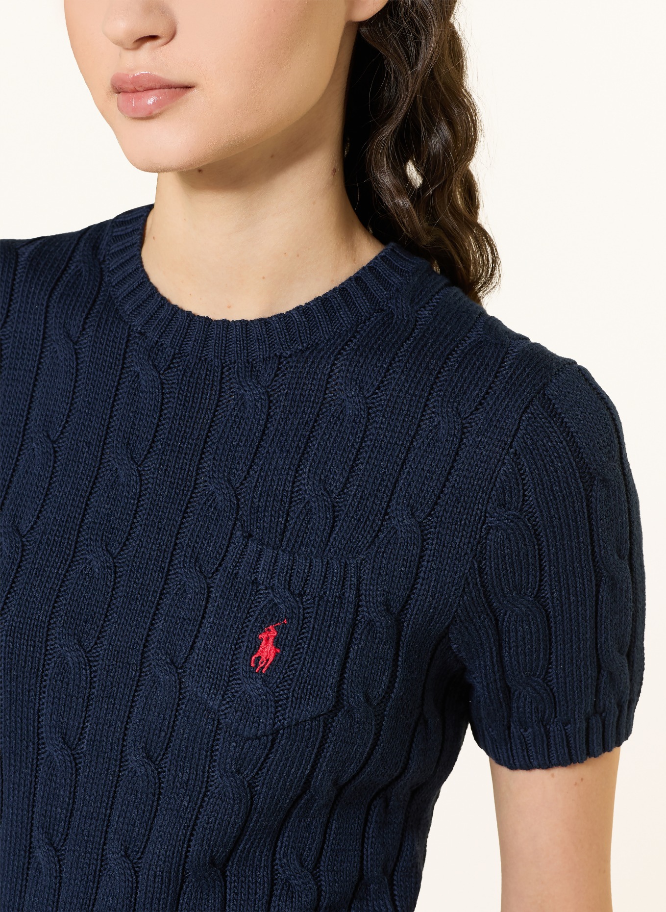POLO RALPH LAUREN pletené tričko: TMAVĚ MODRÁ