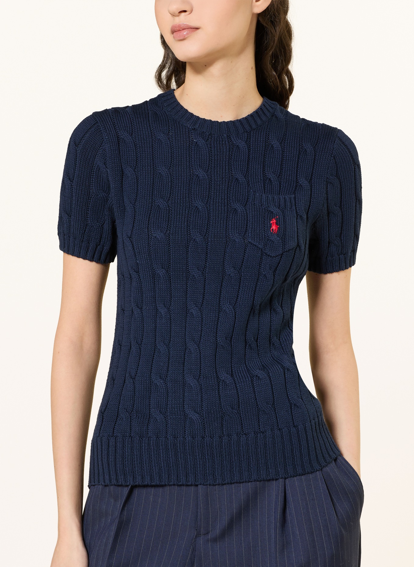 POLO RALPH LAUREN pletené tričko: TMAVĚ MODRÁ