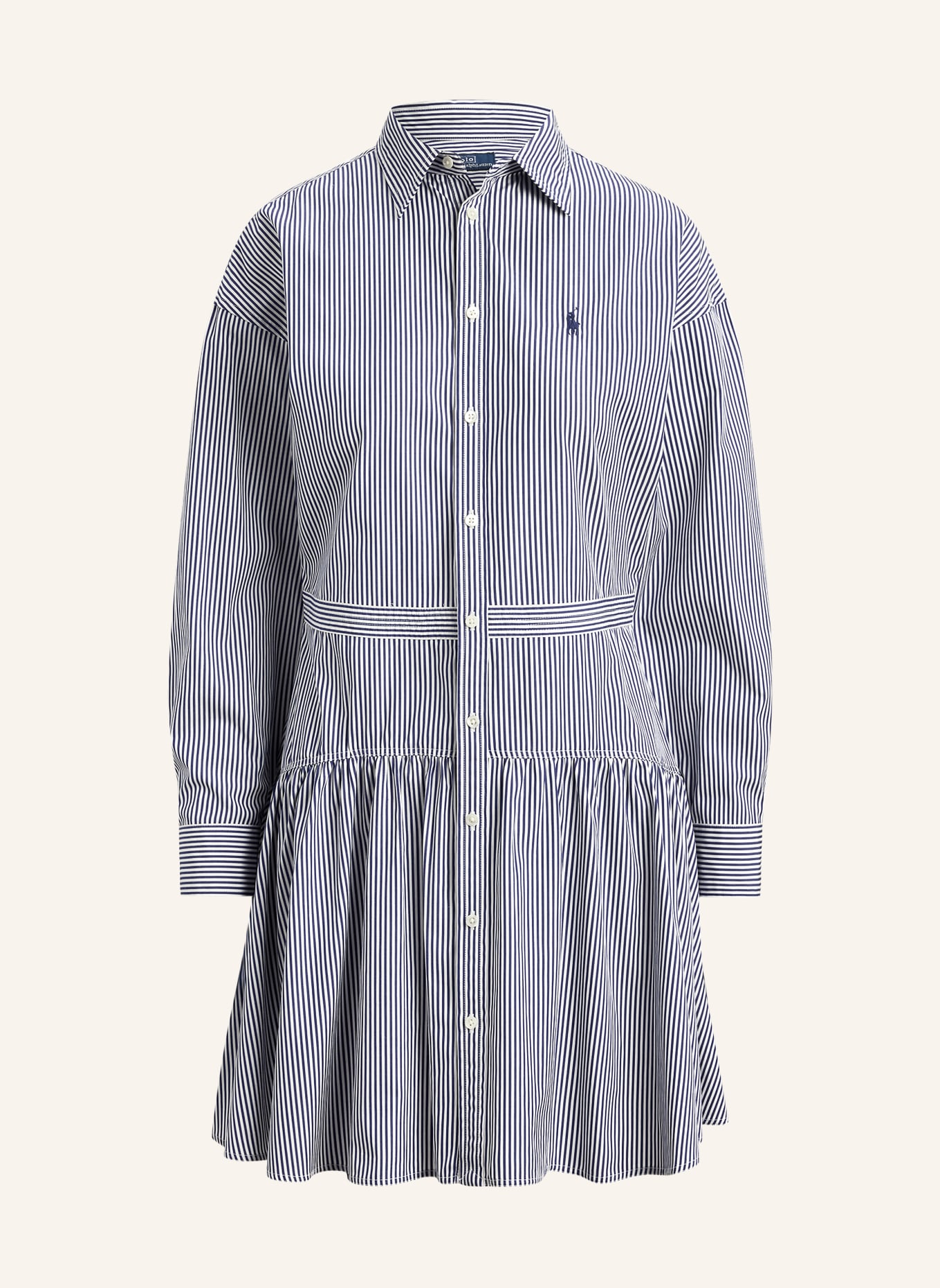POLO RALPH LAUREN shirt dress: WHITE / DARK BLUE