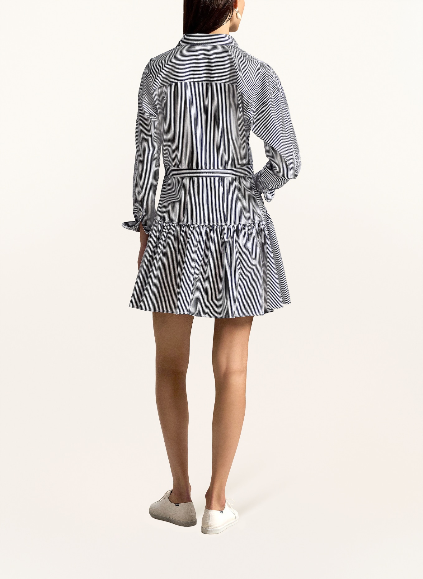 POLO RALPH LAUREN shirt dress: WHITE / DARK BLUE