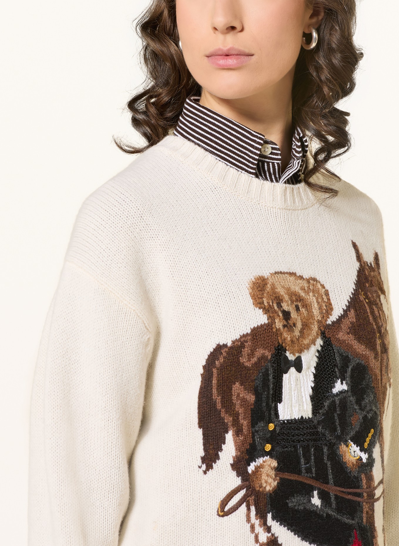 POLO RALPH LAUREN Pullover: CREME / BRAUN / SCHWARZ