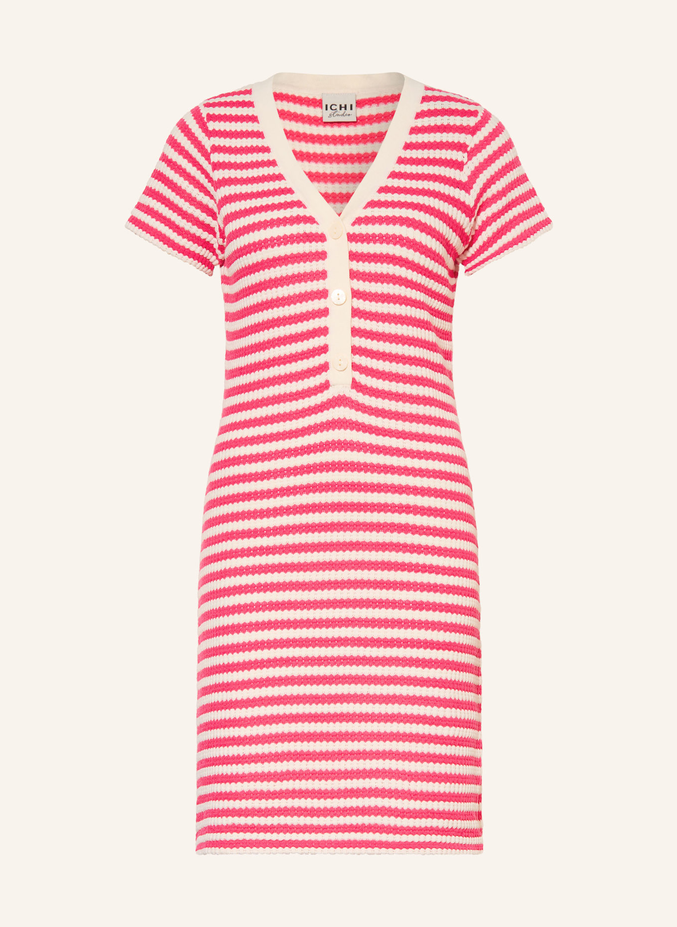 ICHI Knit Dress IHLORIANNA: PINK / WHITE