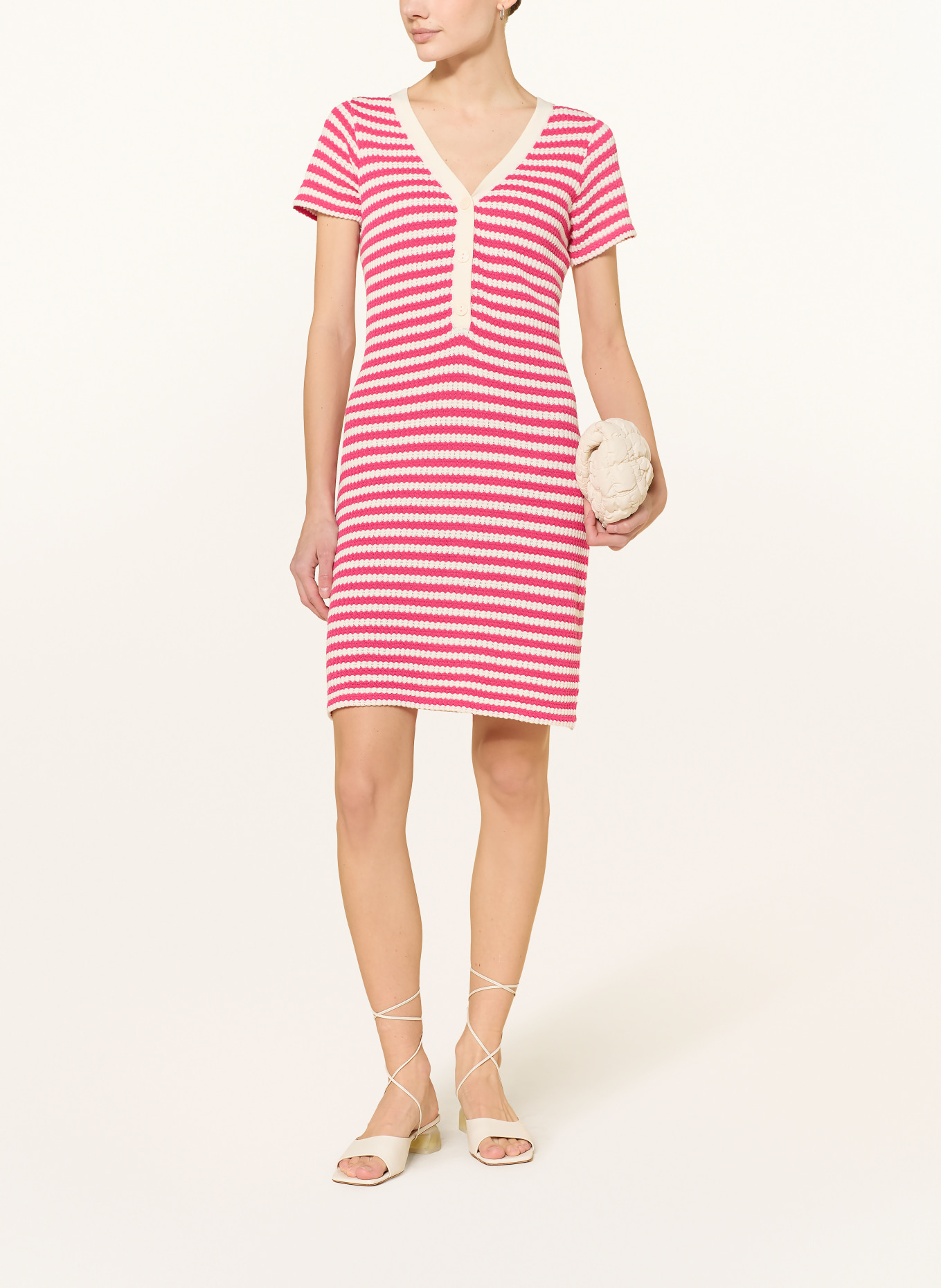 ICHI Knit Dress IHLORIANNA: PINK / WHITE