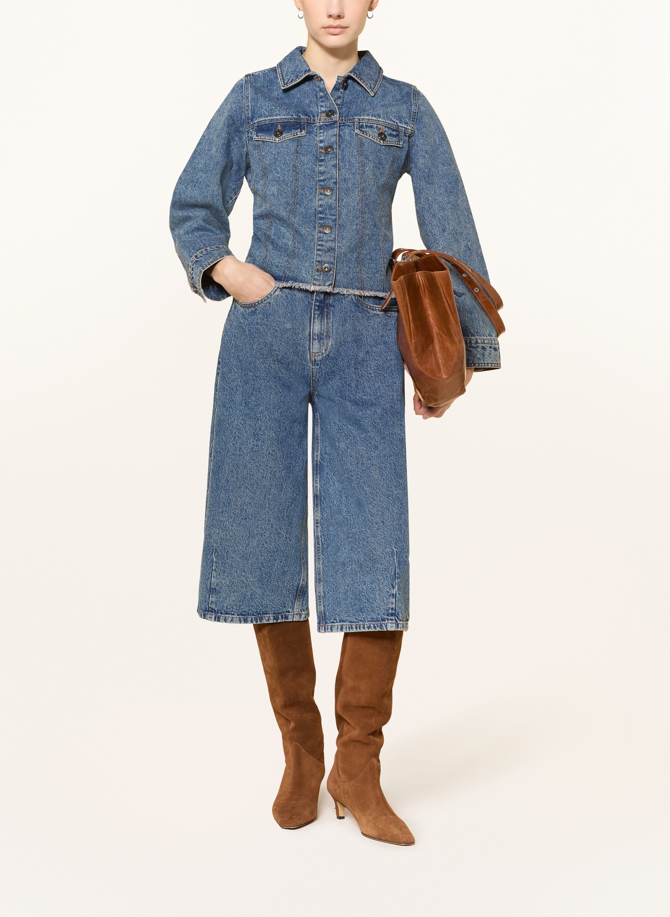 ICHI Bermudy dżinsowe IHAVENY: 200928 Washed med. blue