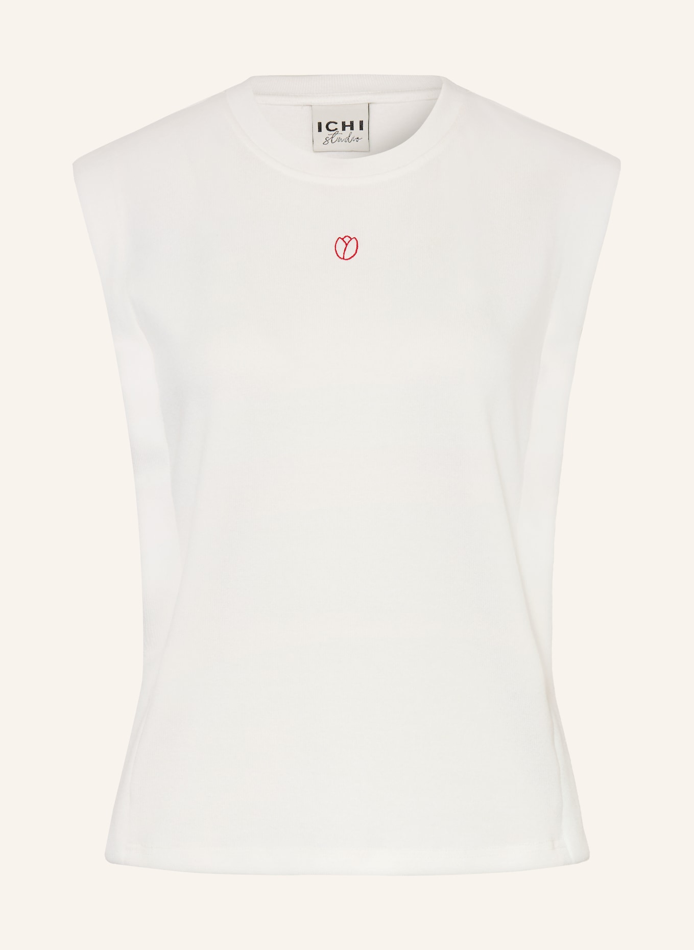 ICHI Top en maille IHLIBELLA: BLANC / ROSE FUCHSIA