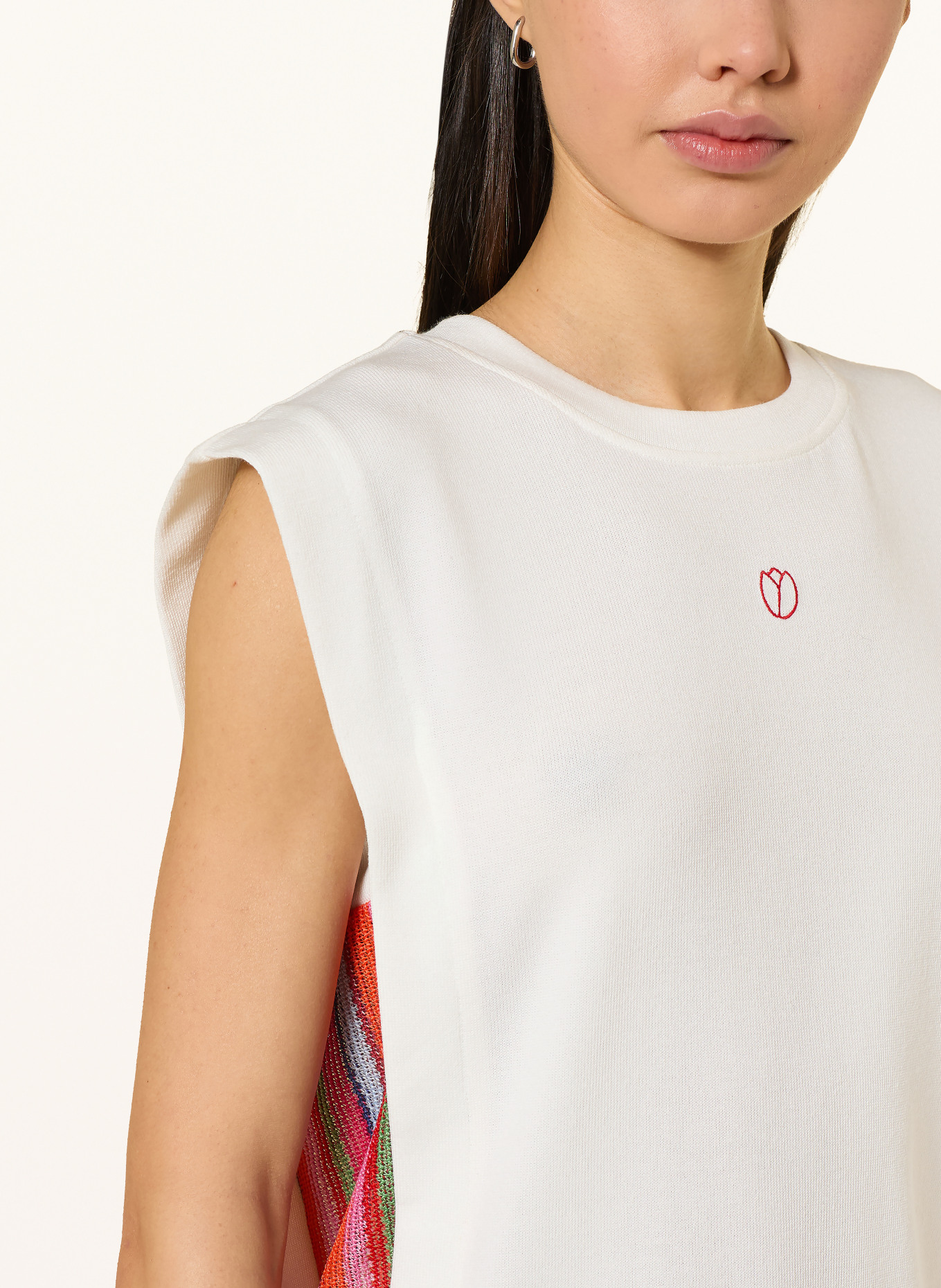 ICHI Top en maille IHLIBELLA: BLANC / ROSE FUCHSIA