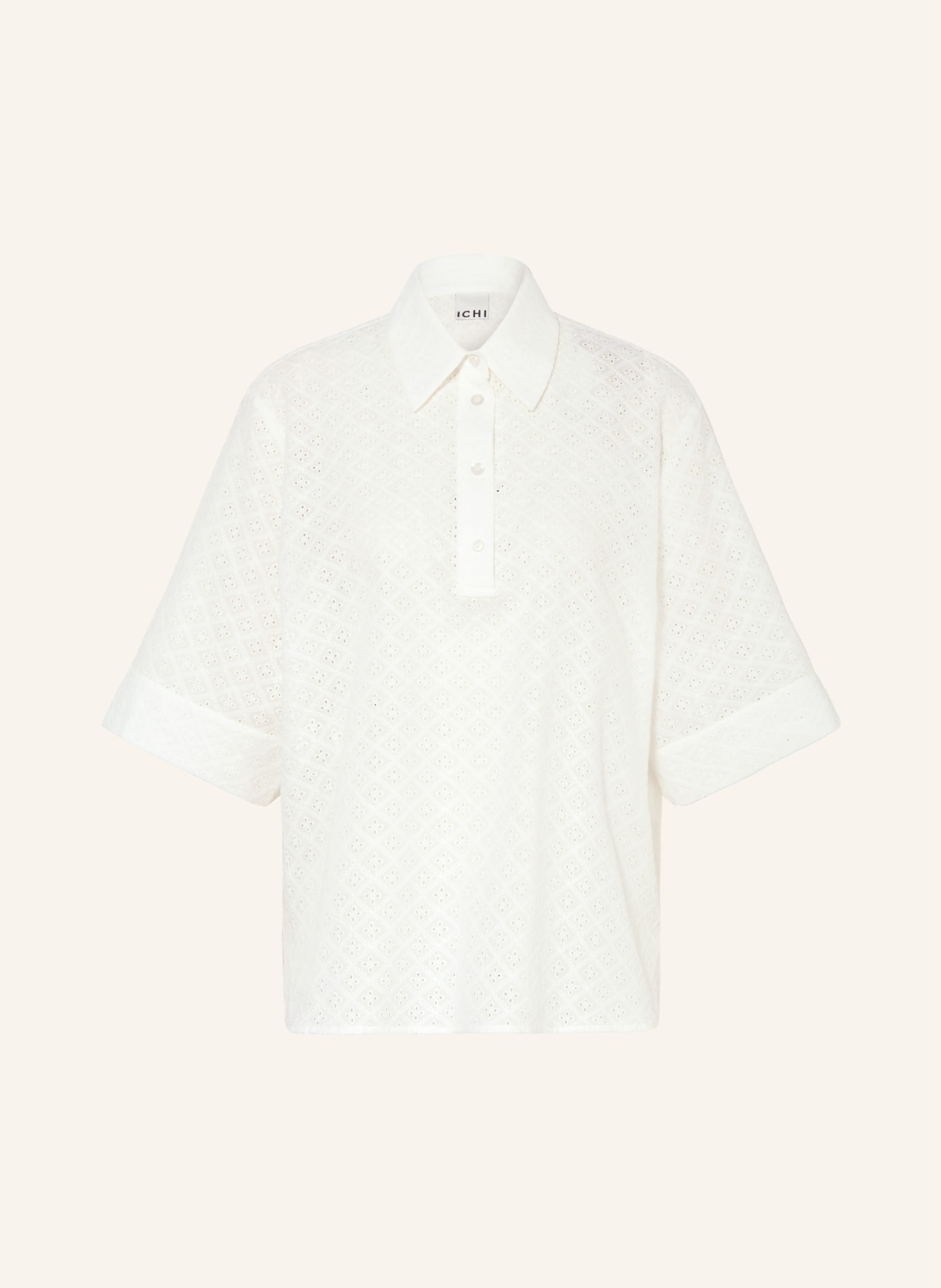 ICHI Bluzka IHCRIZA z koronki ażurowej: BIAŁY