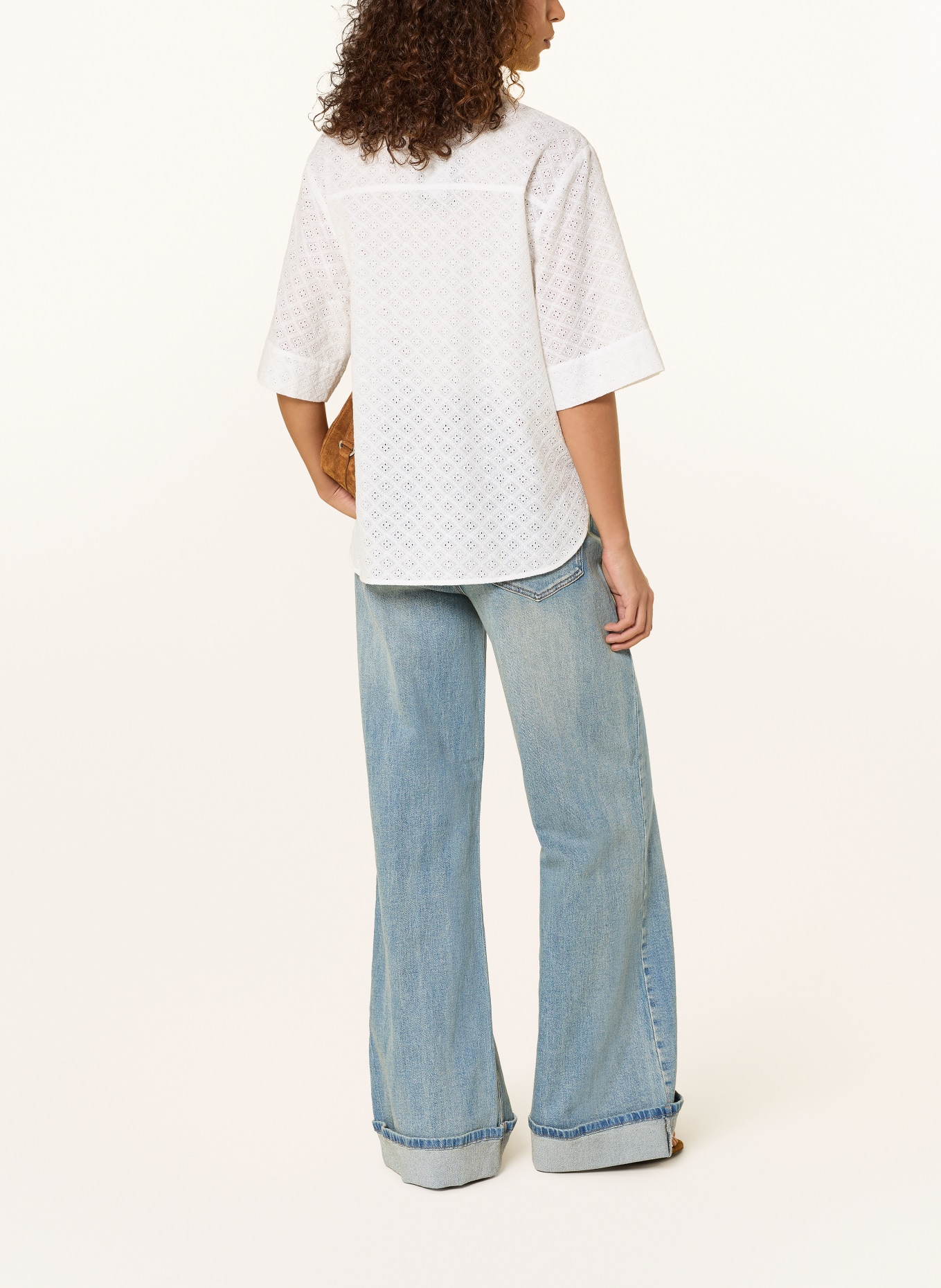 ICHI Bluzka IHCRIZA z koronki ażurowej: BIAŁY