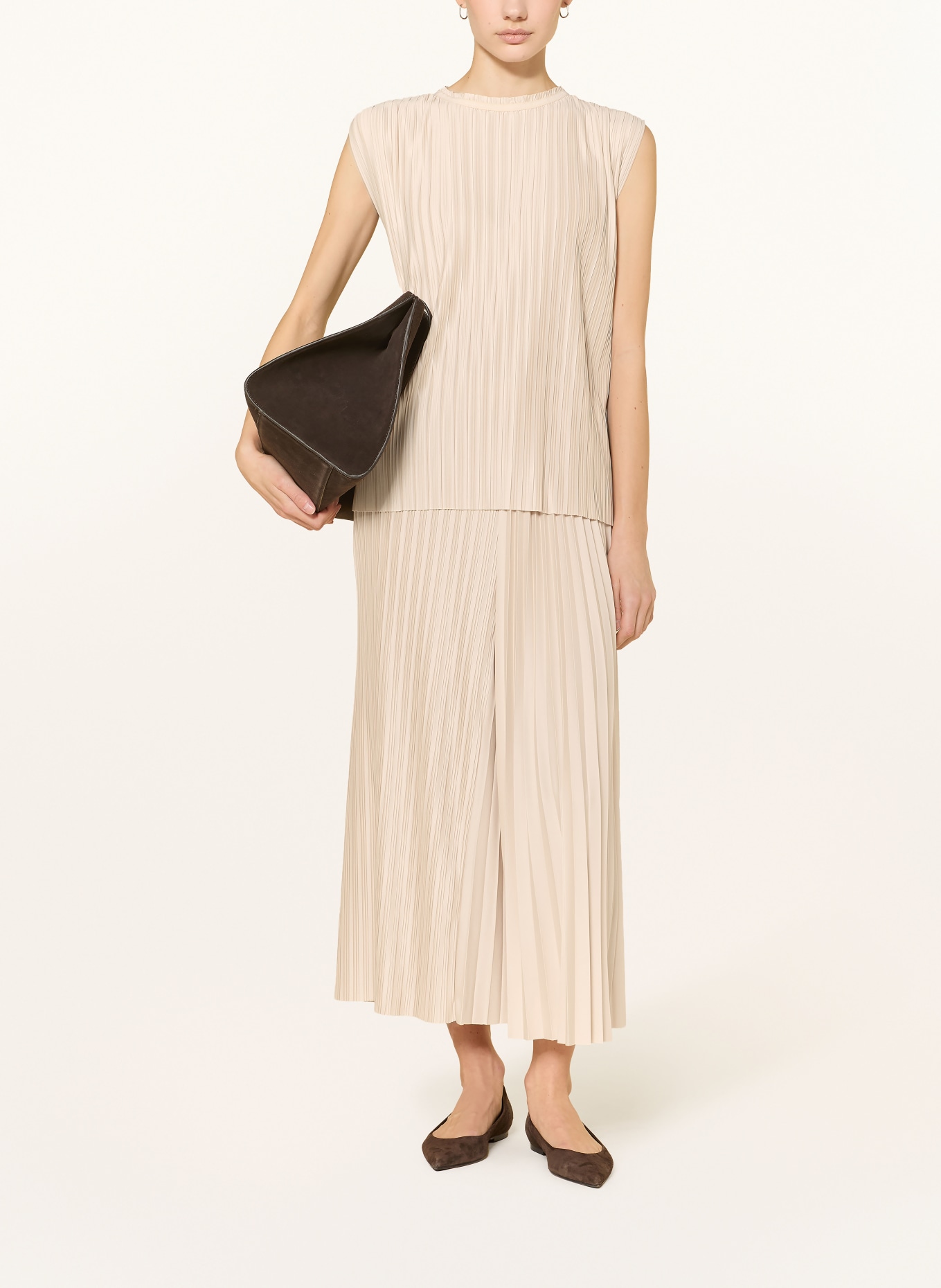 MAX & Co. Plisovaná sukně PAGELLA ze saténu: BÉŽOVÁ