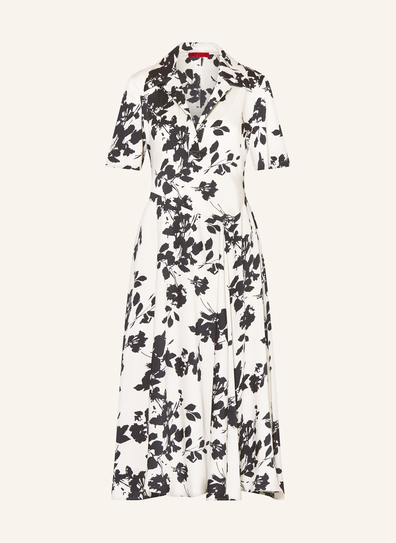 MAX & Co. Satynowa sukienka BALTA: ECRU / CZARNY