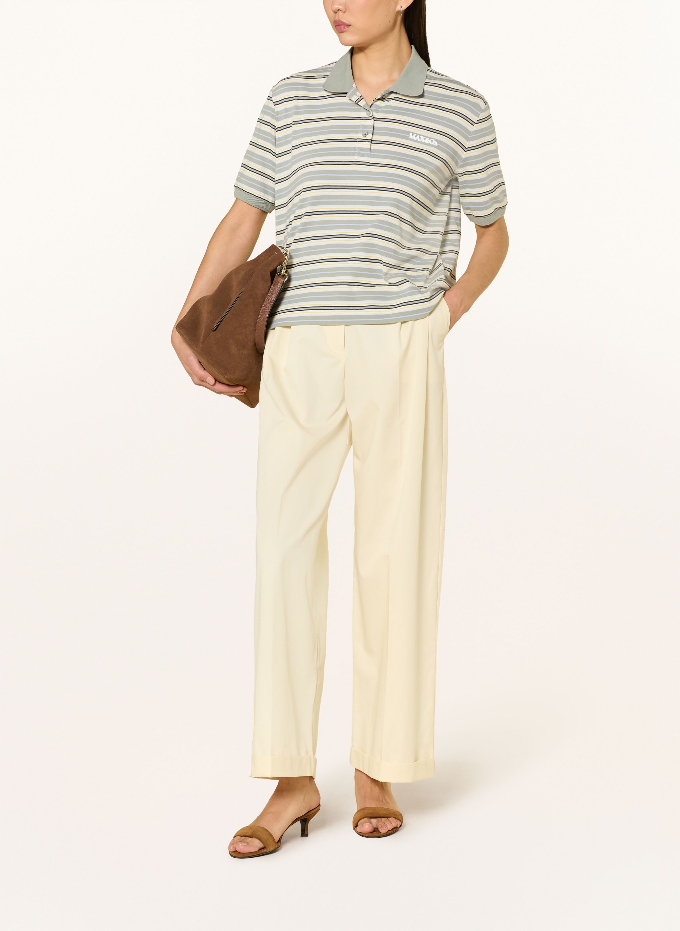 MAX & Co. Jerseyové polo tričko MANDARE: BÍLÁ / ŠEDÁ / ŽLUTÁ