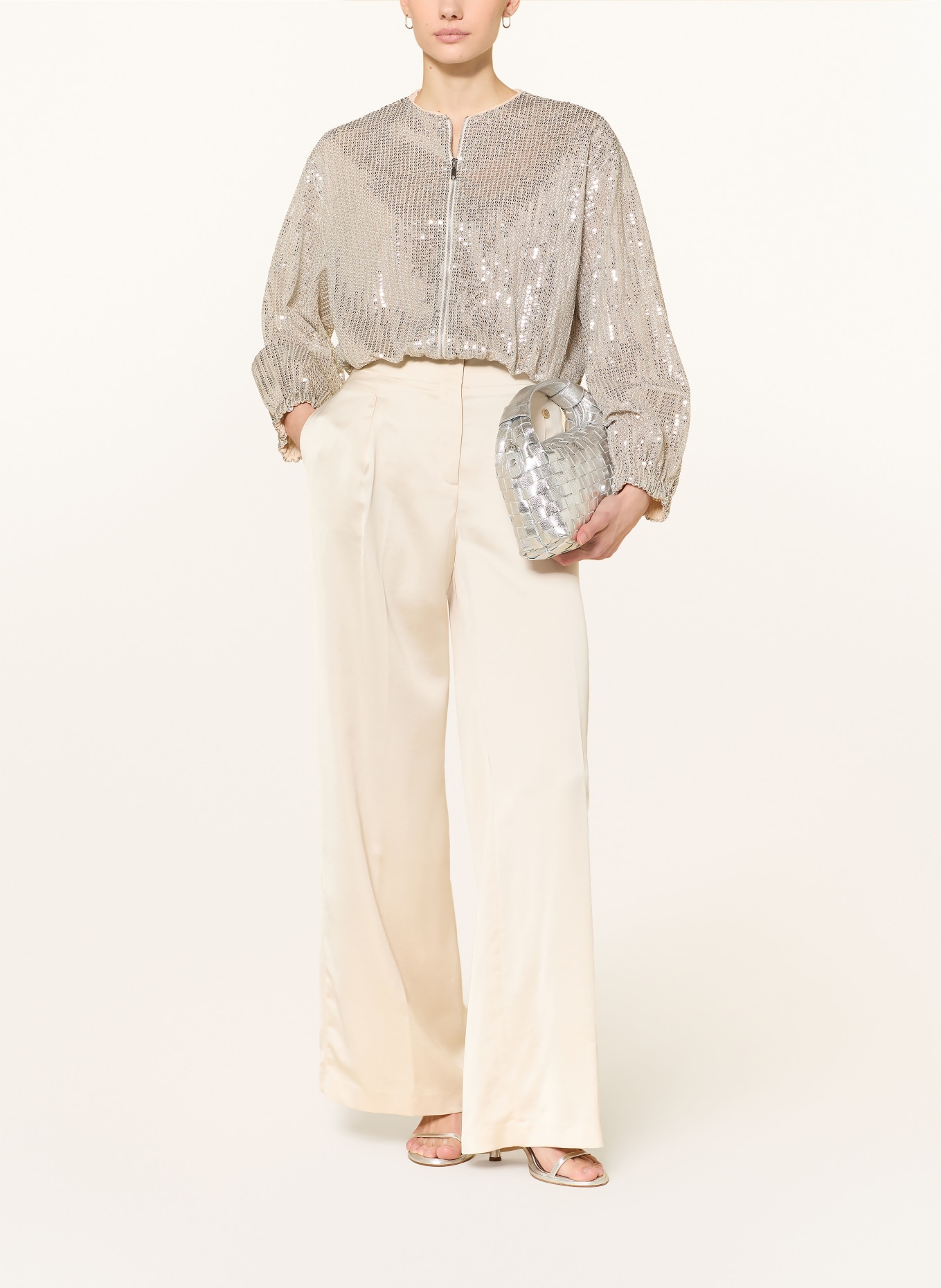 MAX & Co. COARTE blouson with sequins: BEIGE / SILVER