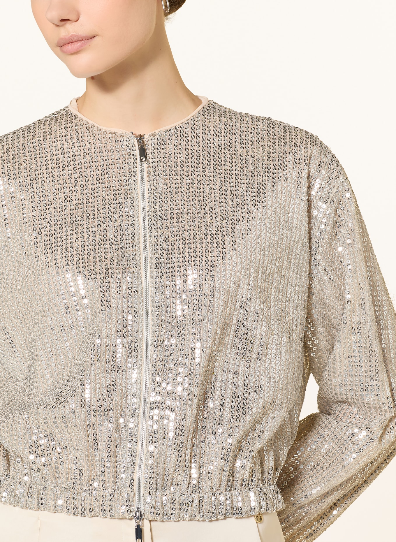 MAX & Co. COARTE blouson with sequins: BEIGE / SILVER