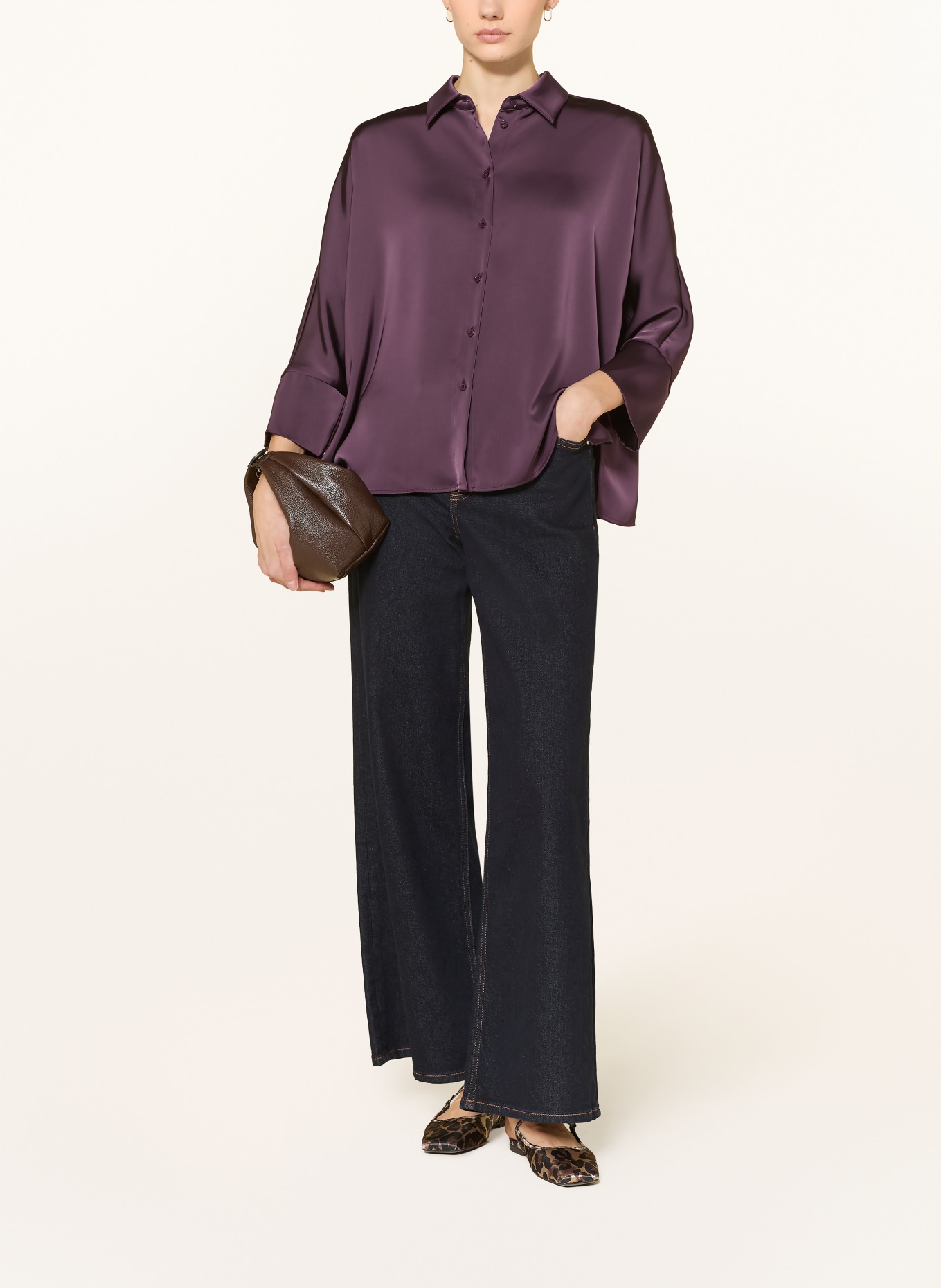 MAX & Co. Hemdbluse ONORATA aus Satin mit 3/4-Arm: DUNKELLILA