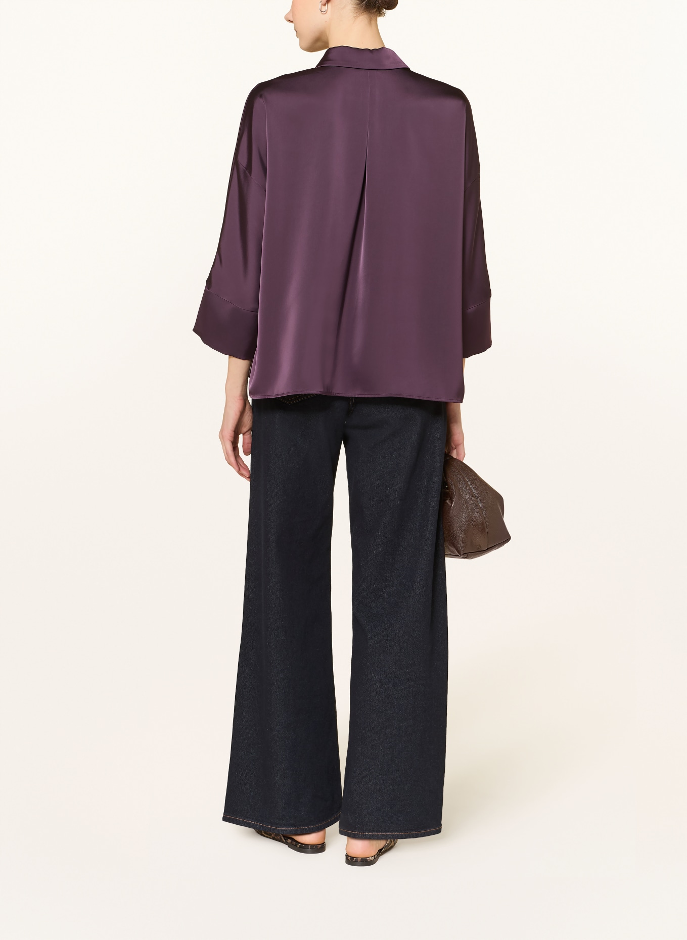 MAX & Co. Hemdbluse ONORATA aus Satin mit 3/4-Arm: DUNKELLILA